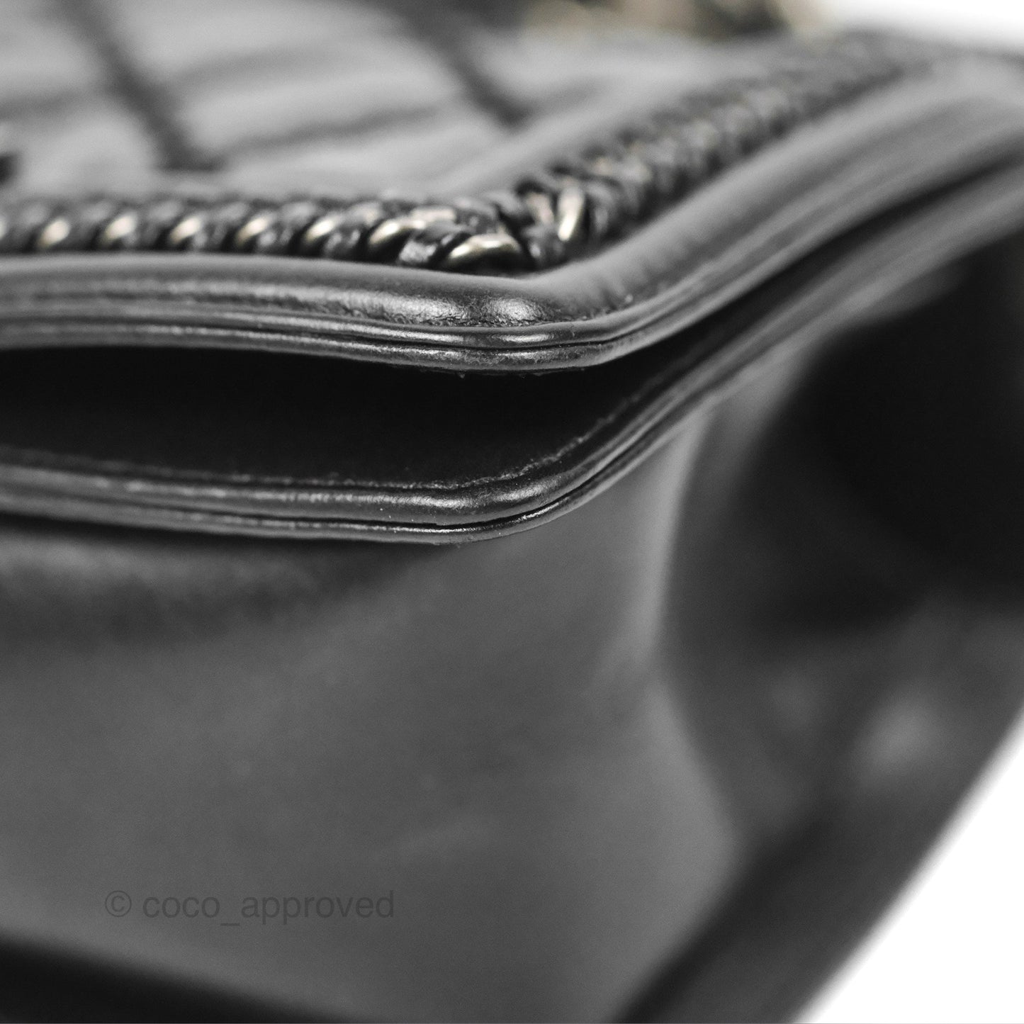 Chanel Small Chain Around Top Handle Boy Black Calfskin Ruthenium Hardware