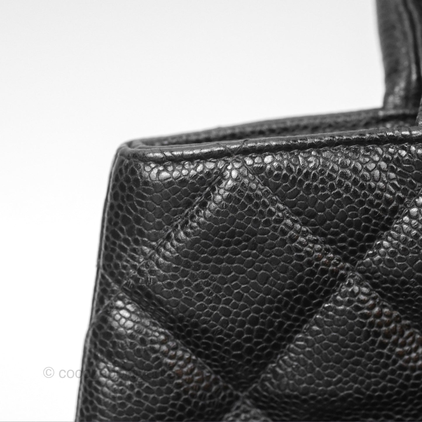 Chanel Vintage Medallion CC Black Caviar Tote Bag Gold Hardware