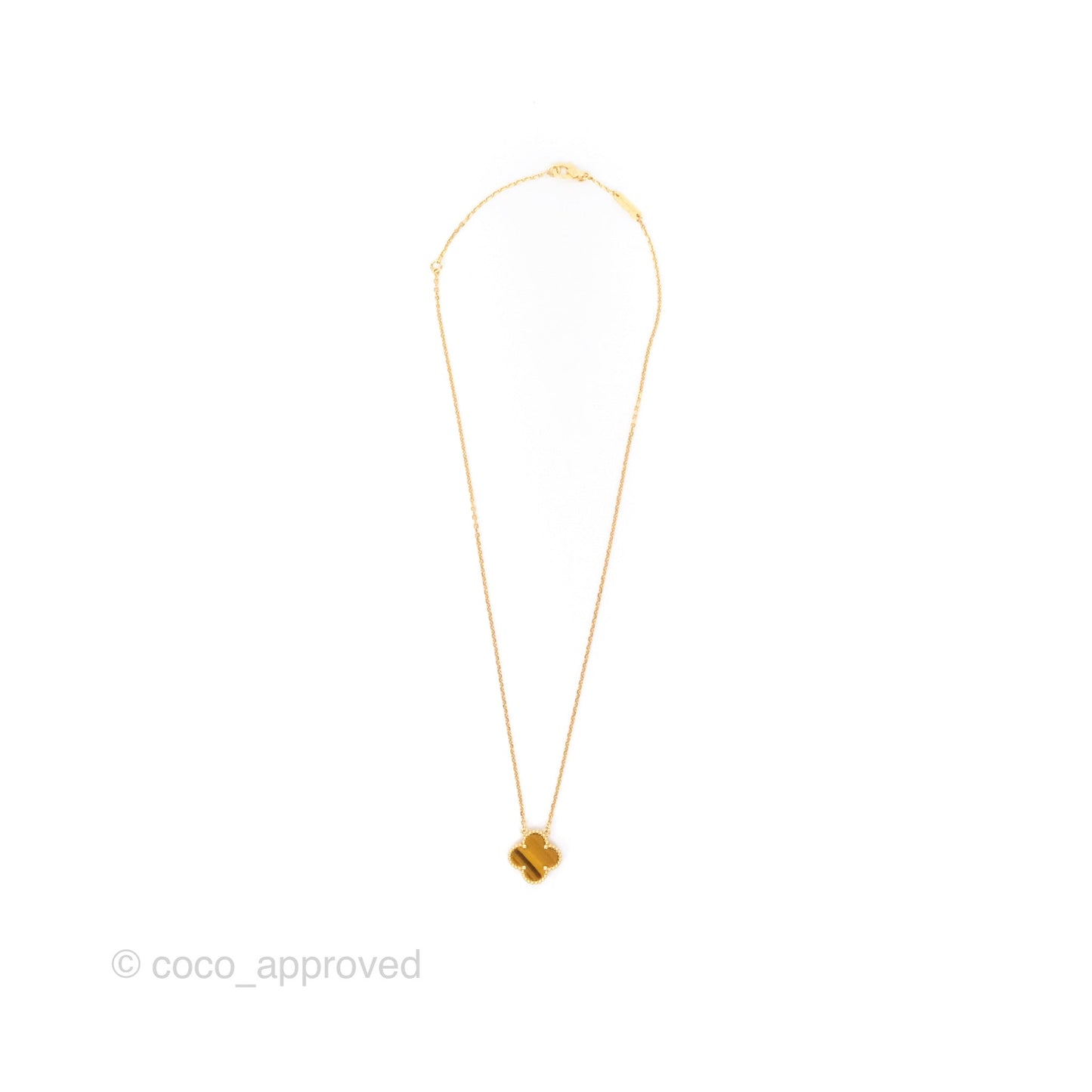 Van Cleef & Arpels Vintage Alhambra Pendant Tiger's Eye Yellow Gold