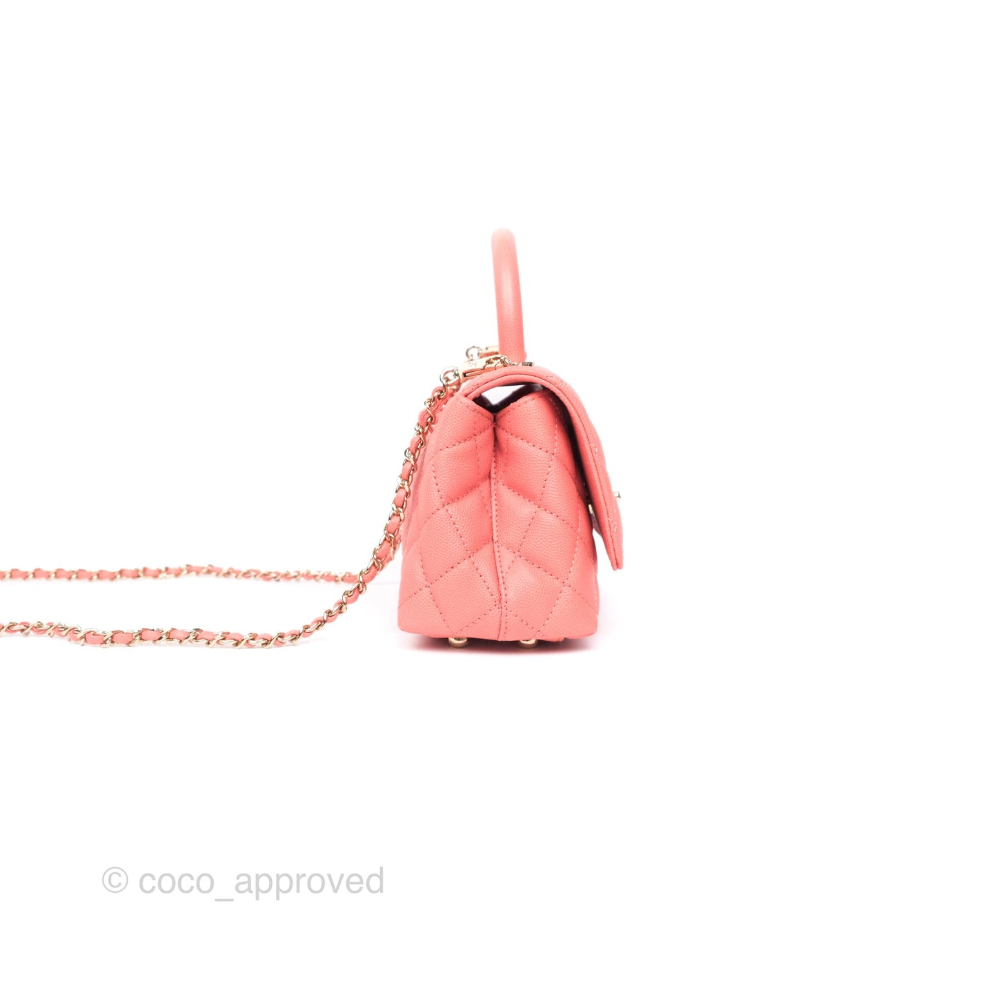 Chanel Mini Coco Handle Quilted Pink Caviar Gold Hardware