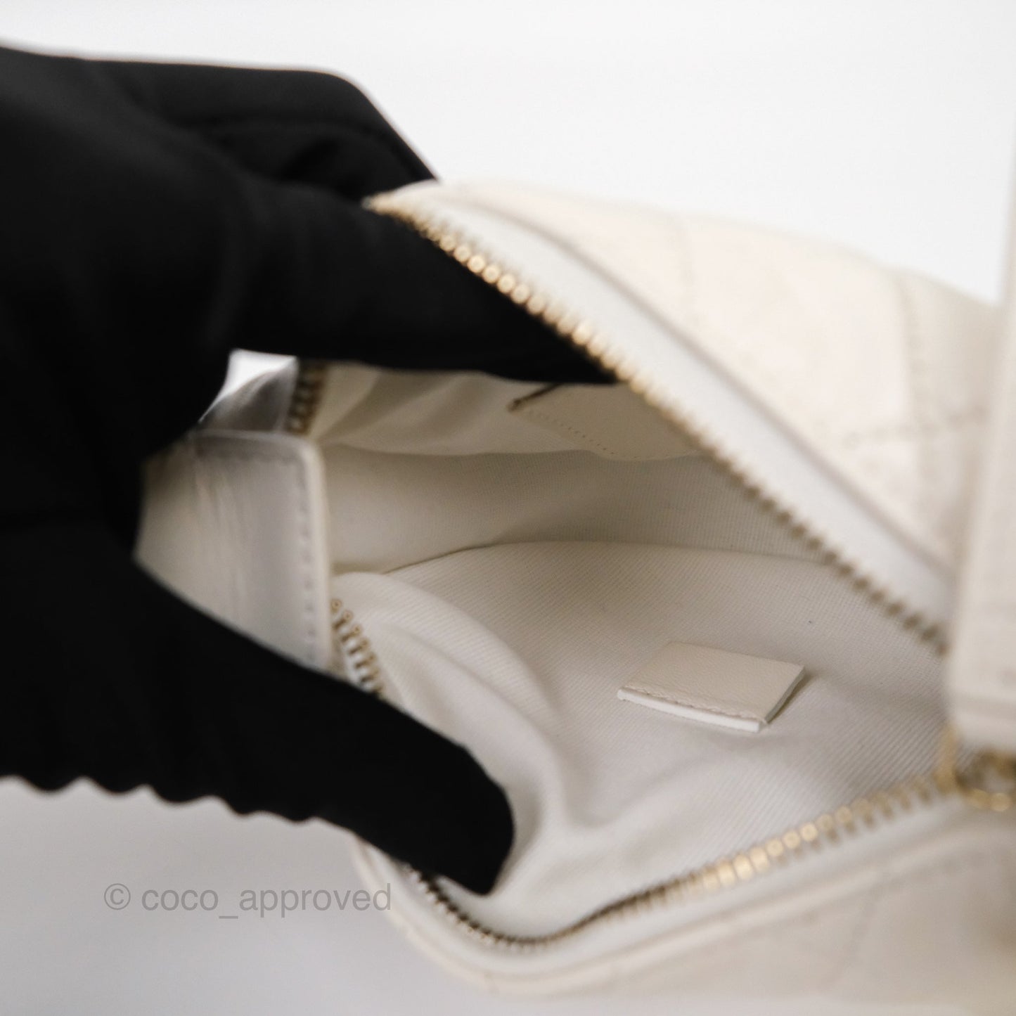 Chanel Chain Around Mini Hobo Pouch White Lambskin Gold Hardware 23C