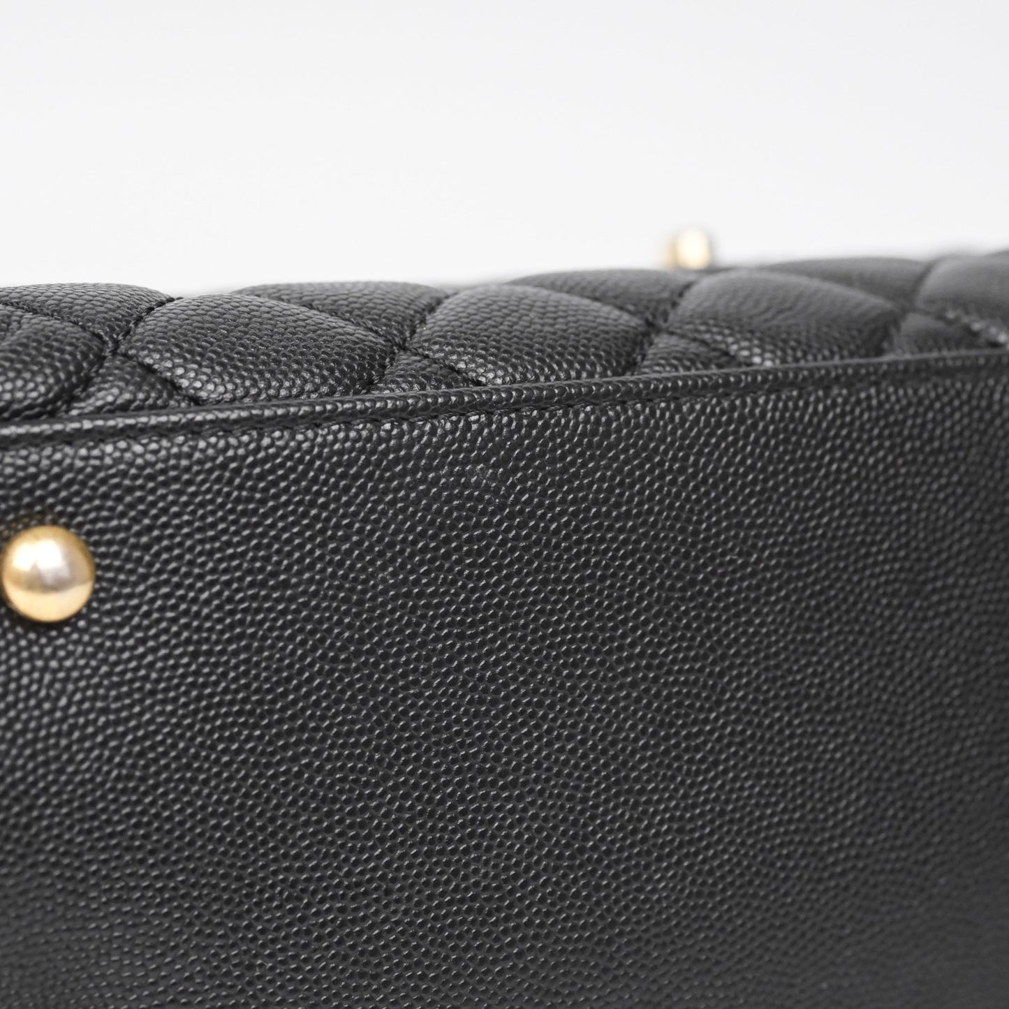 Chanel Medium Coco Handle Quilted Black Caviar Aged Gold Hardware