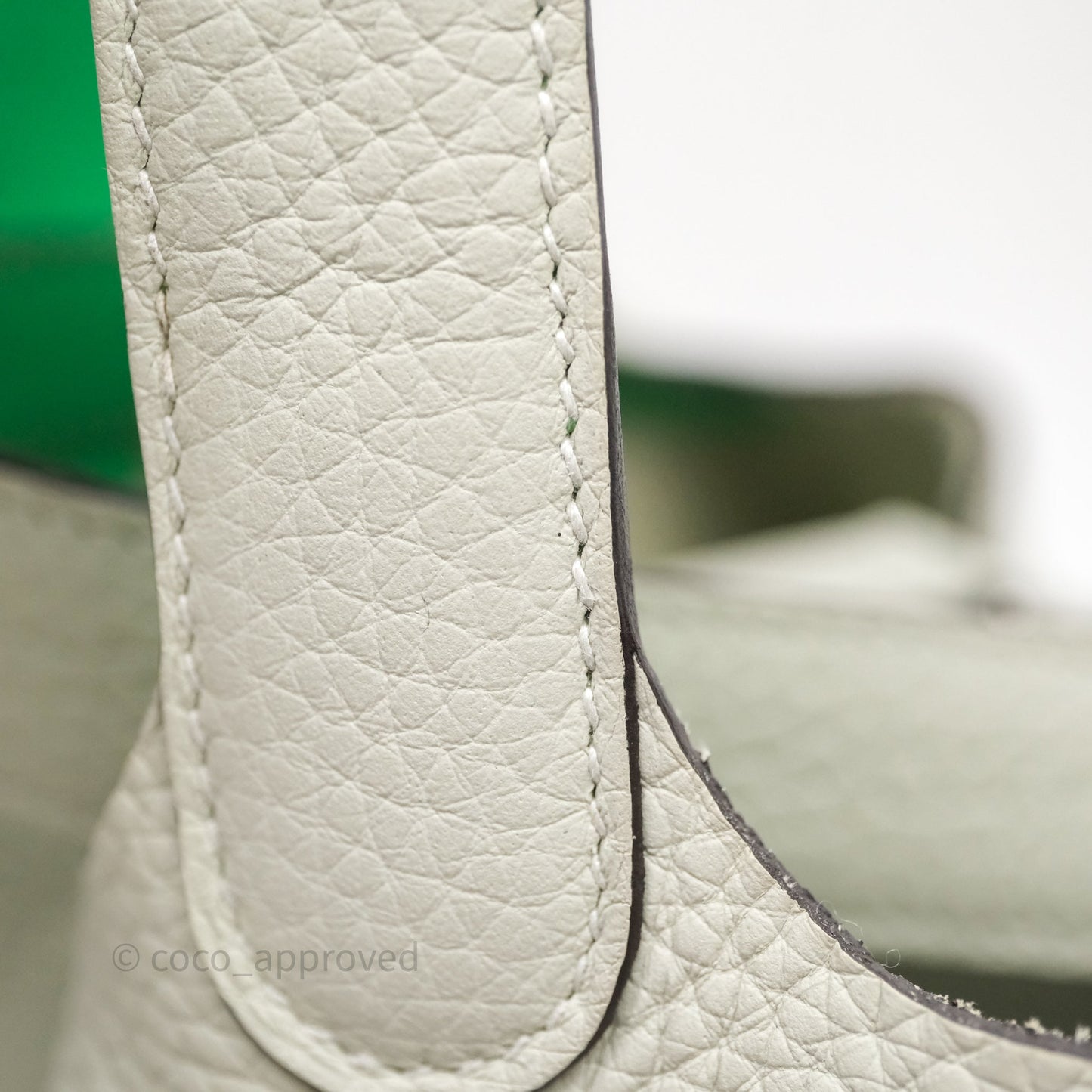 Hermes Picotin 18 Gris Neve/Vert 0V Comics Clemence Palladium Hardware