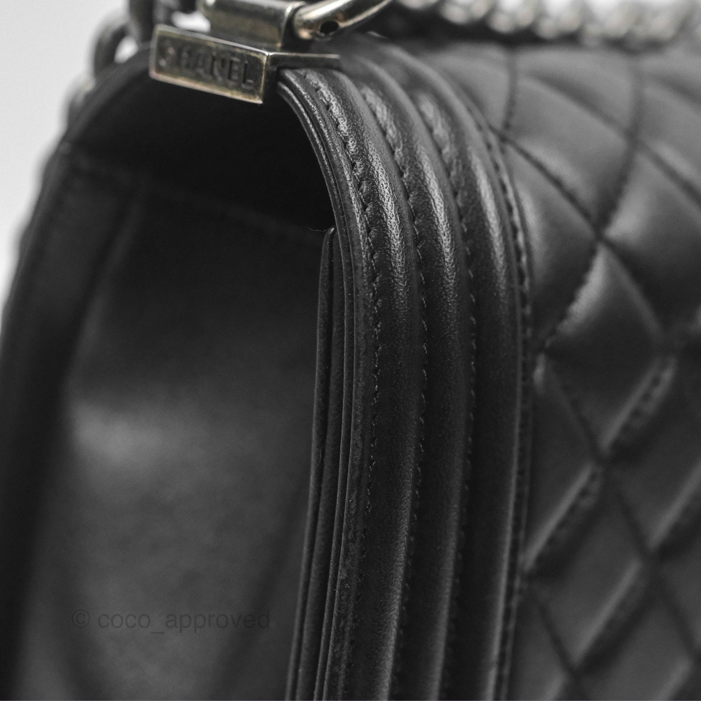 Chanel Quilted Medium Boy Black Calfskin Ruthenium Hardware