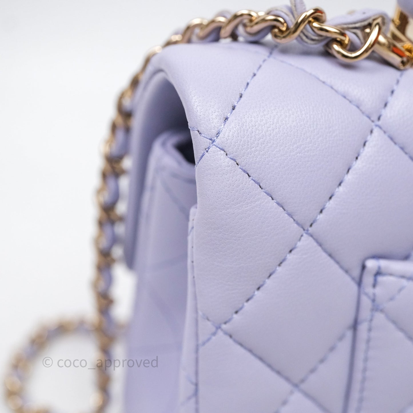 Chanel Top Handle Mini Rectangular Flap Bag Lilac Lambskin Gold Hardware