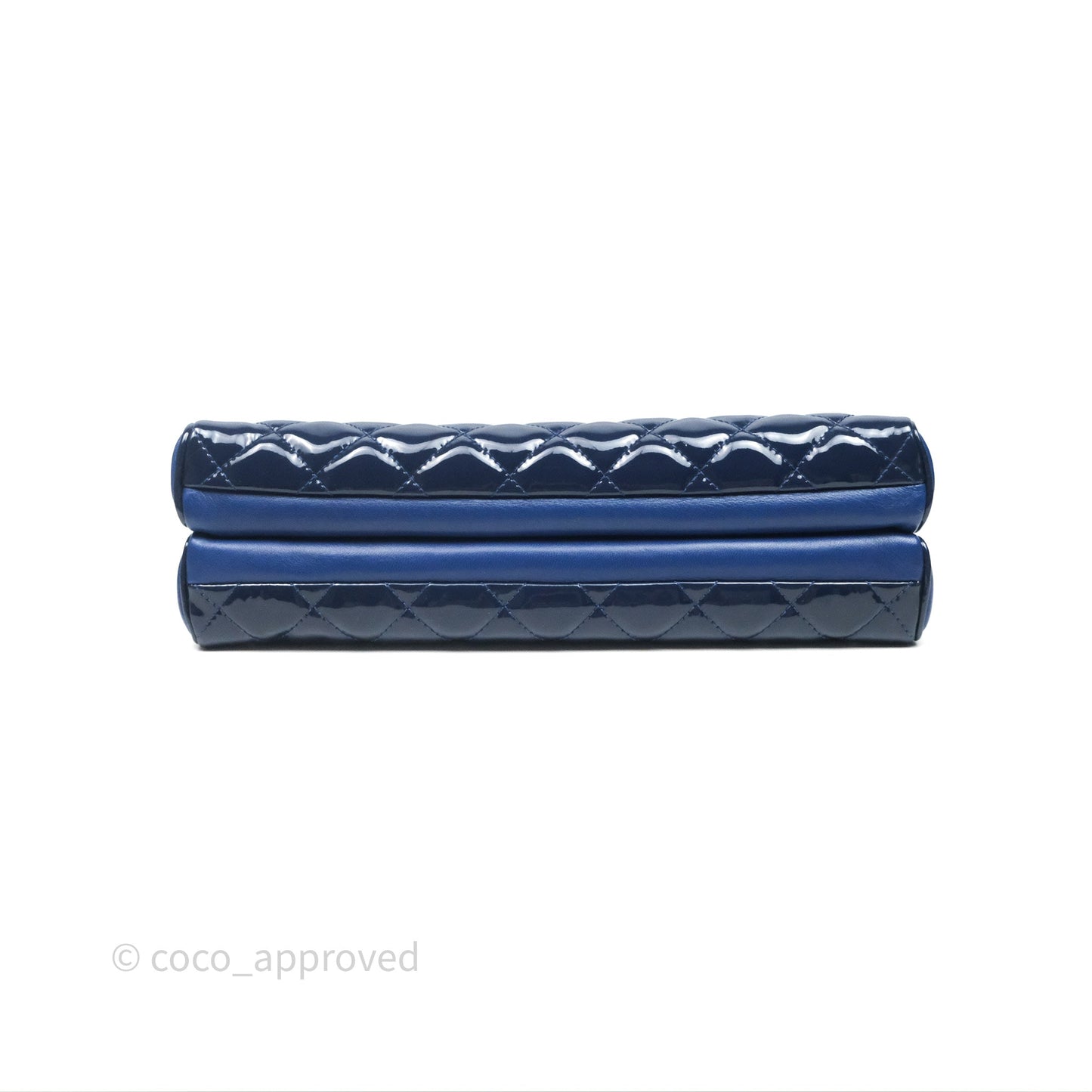 Chanel Quilted Bowling Tote Royal Blue Patent Silver Hardware