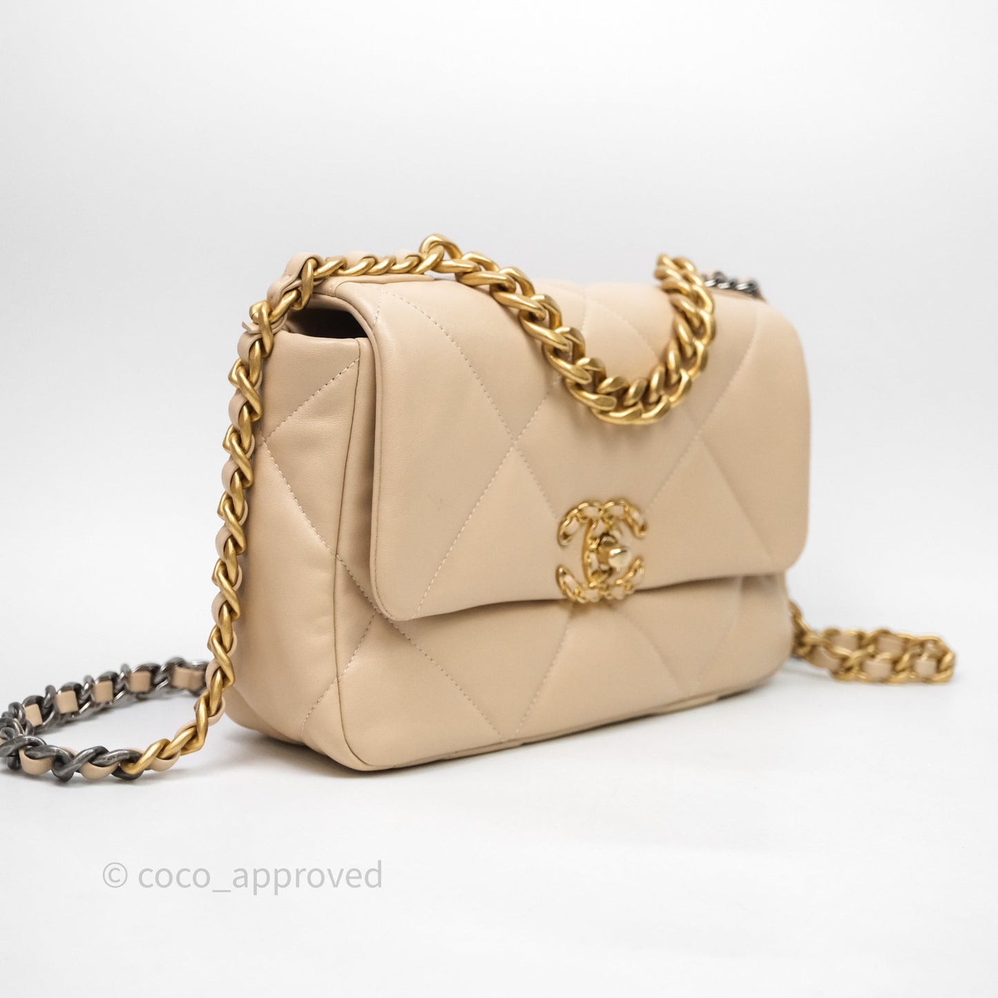 Chanel 19 Small Beige Lambskin Mixed Hardware