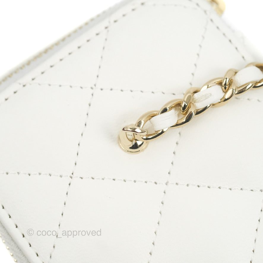 Chanel Ball Crush Vanity with Chain White Lambskin Gold Hardware