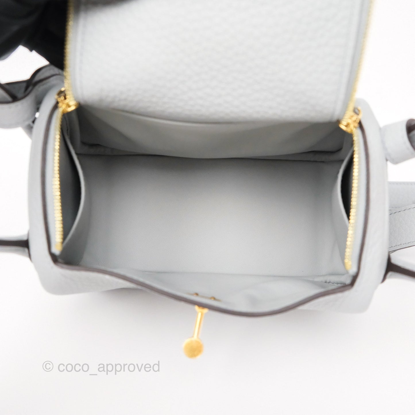Hermès Mini Lindy 20 Blue Glacier 8U Clemence Gold Hardware