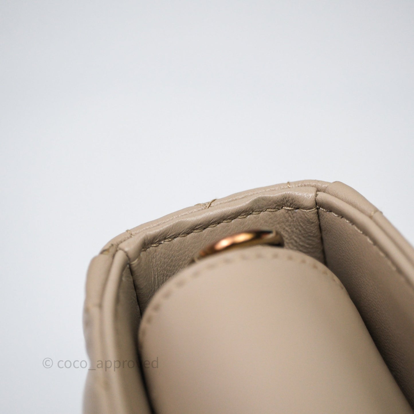 Christian Dior Small Lady D-Joy Powder Beige Cannage Lambskin Gold Hardware