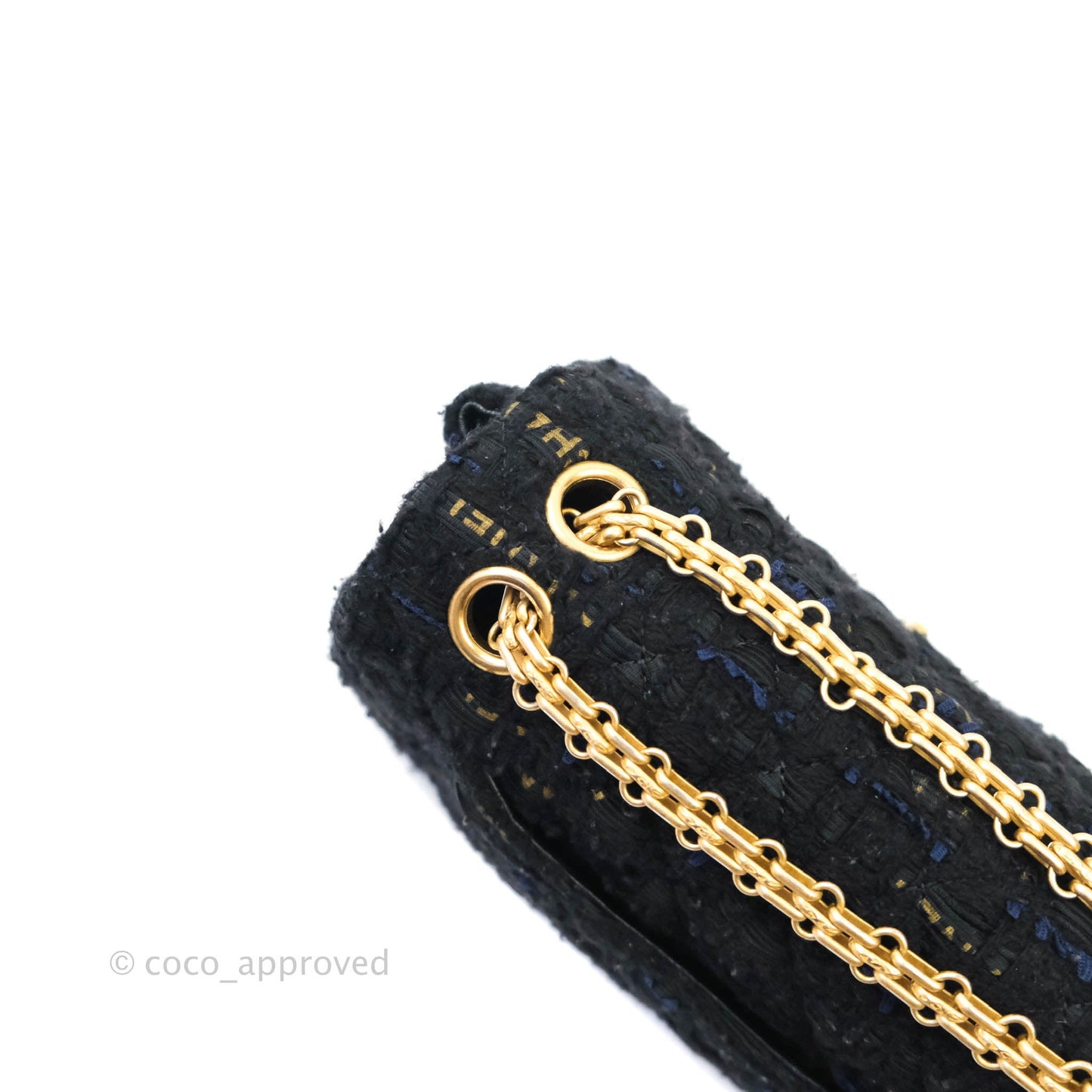 Chanel Mini Reissue 224 Tweed Black Aged Gold Hardware