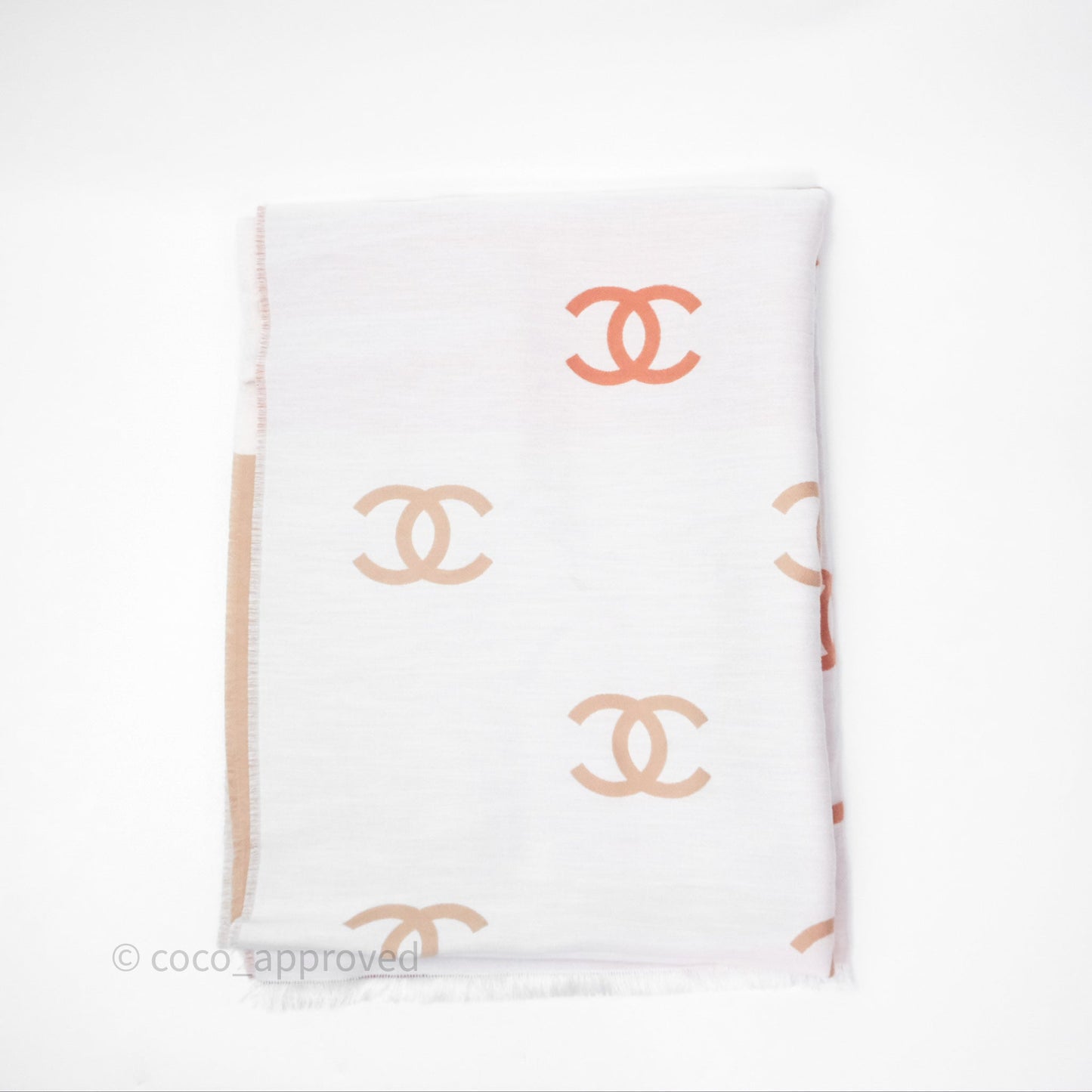 Chanel CC Logo Scarf Wool Coral 25C