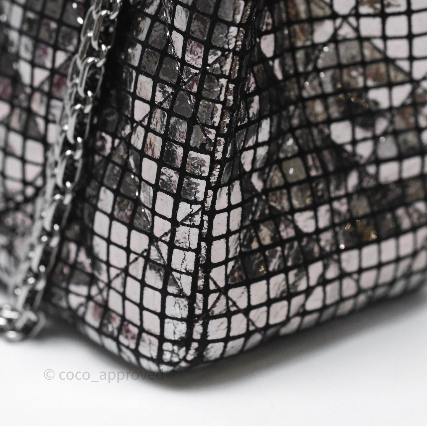 Chanel Mirror Reissue 2.55 Quilted Silver Suede Calfskin Gun Metal Hardware