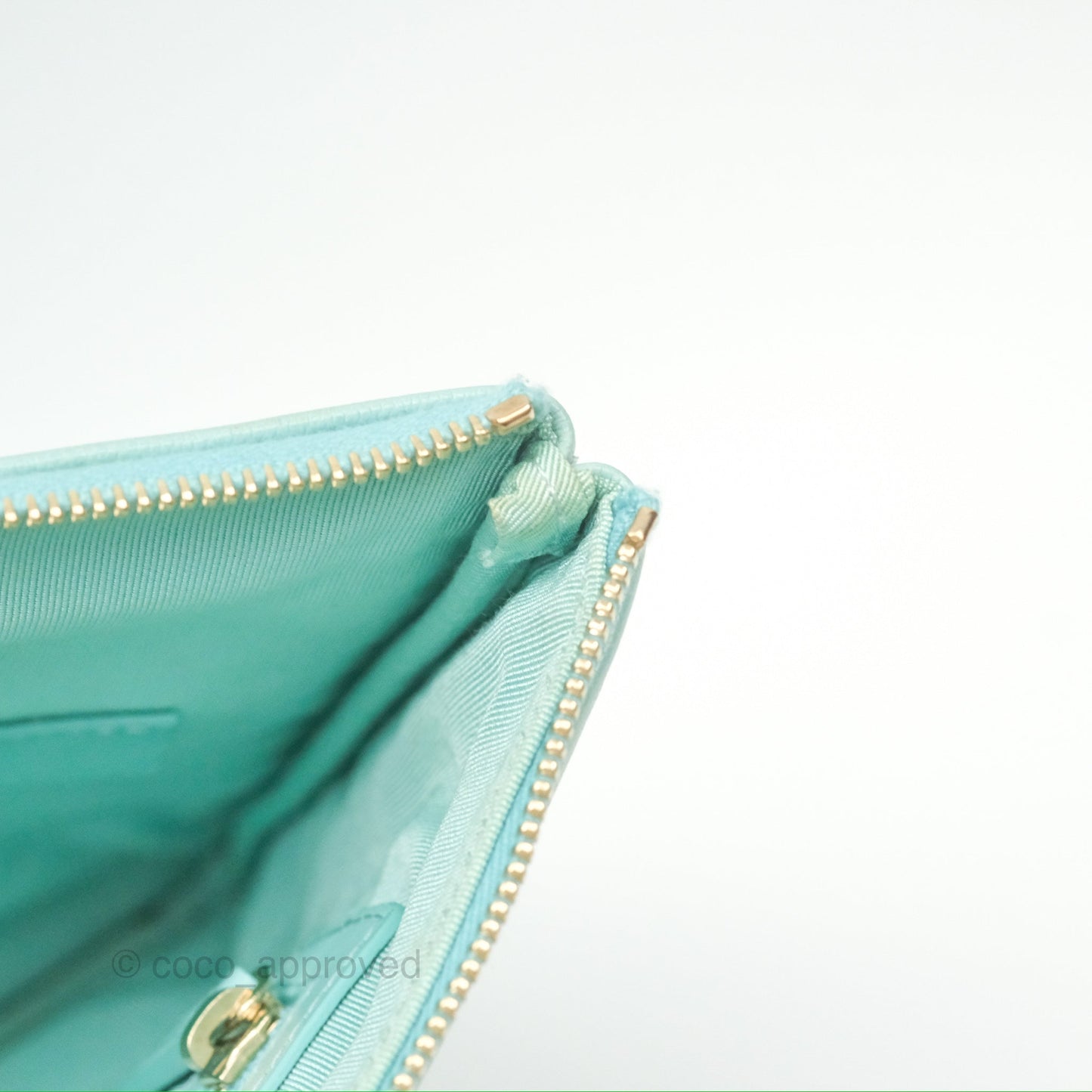 Chanel Medium O Case Boy Tiffany Blue Caviar Gold Hardware