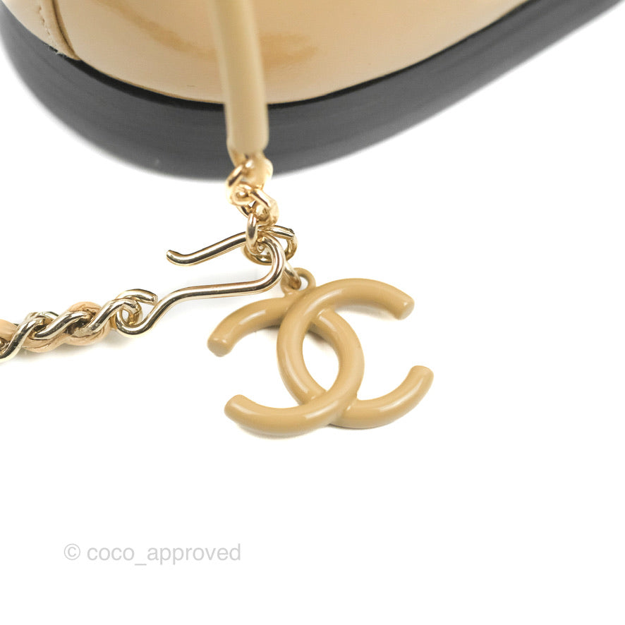 Chanel Cap Toe Ankle Chain Ballerina Flats Black/Beige