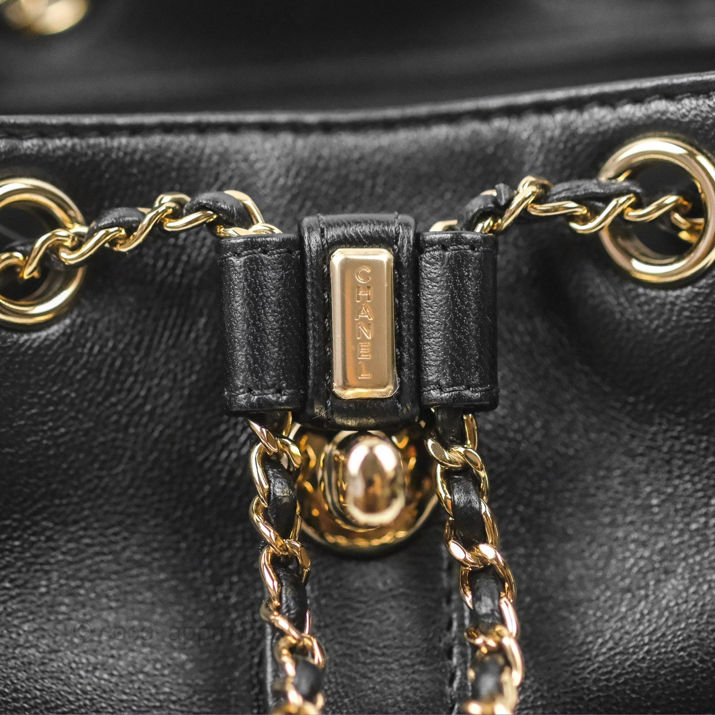 Chanel Quilted Small Duma Drawstring Backpack Black Lambskin Gold Hardware