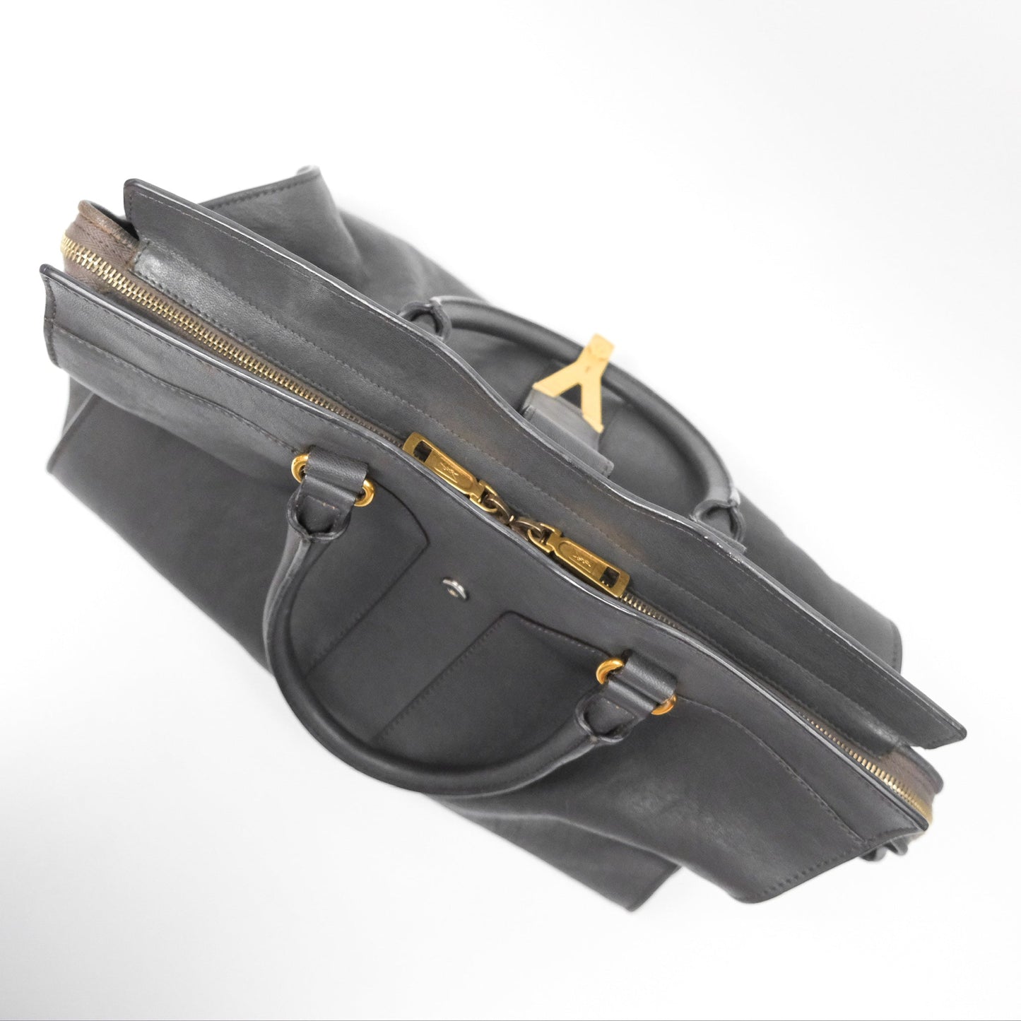 Saint Laurent Chyc Bag Dark Grey Calfskin Gold Hardware