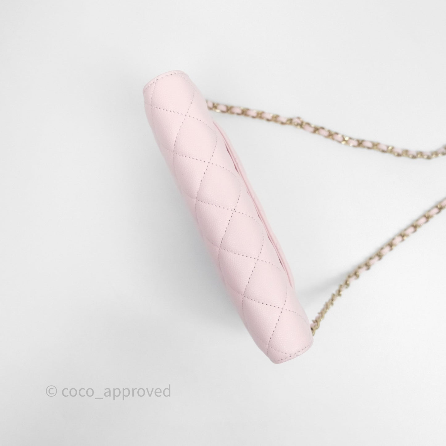 Chanel Classic Quilted Wallet on Chain WOC Light Pink Caviar Gold Hardware