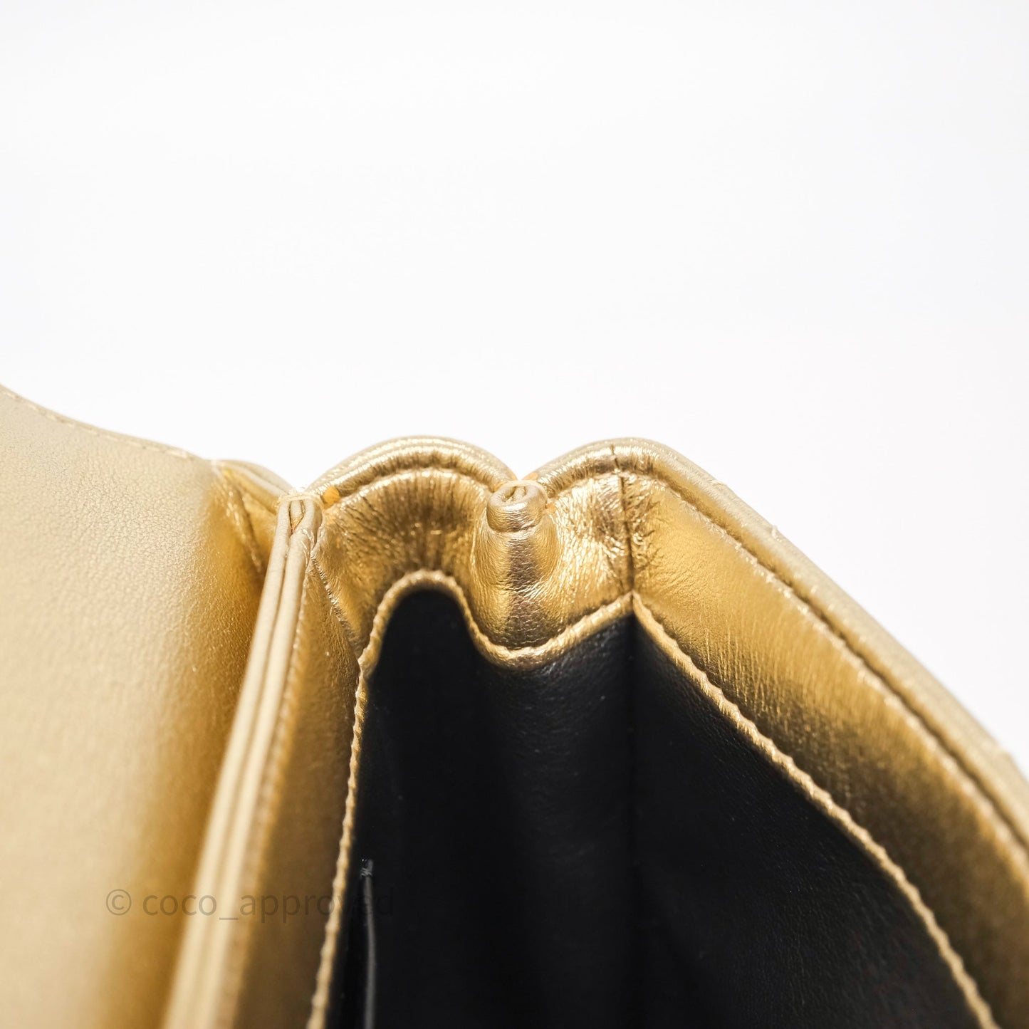 Chanel Mini Crystal Logo Handle Flap Bag Metallic Gold Lambskin 22S