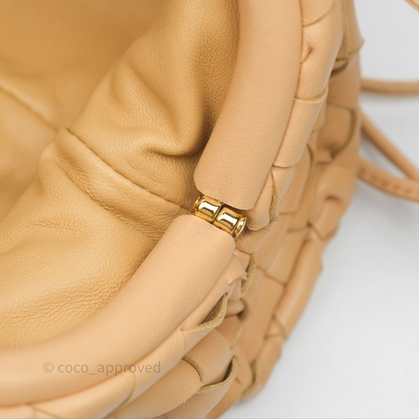 Bottega Veneta The Mini Pouch Intrecciato Lambskin Beige