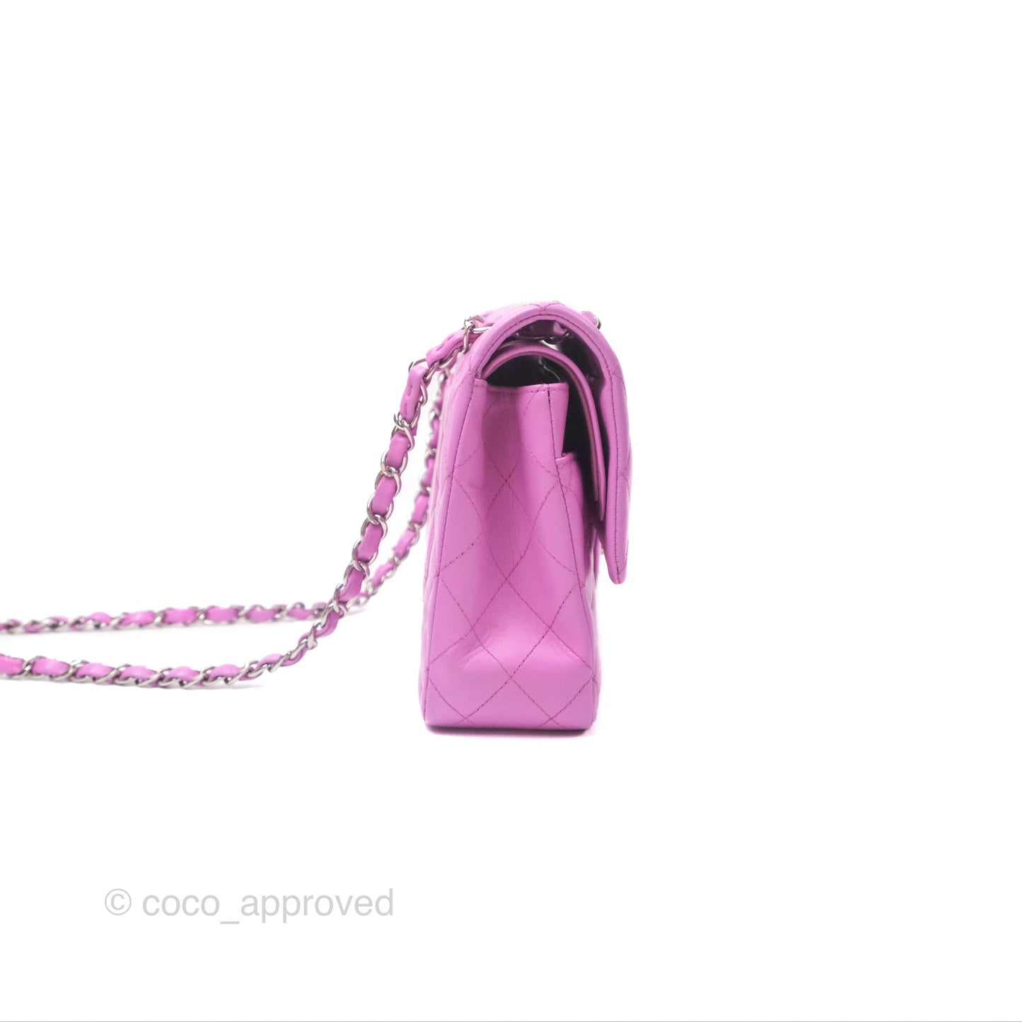 Chanel Medium Classic Flap Quilted Purple Lambskin Silver Hardware