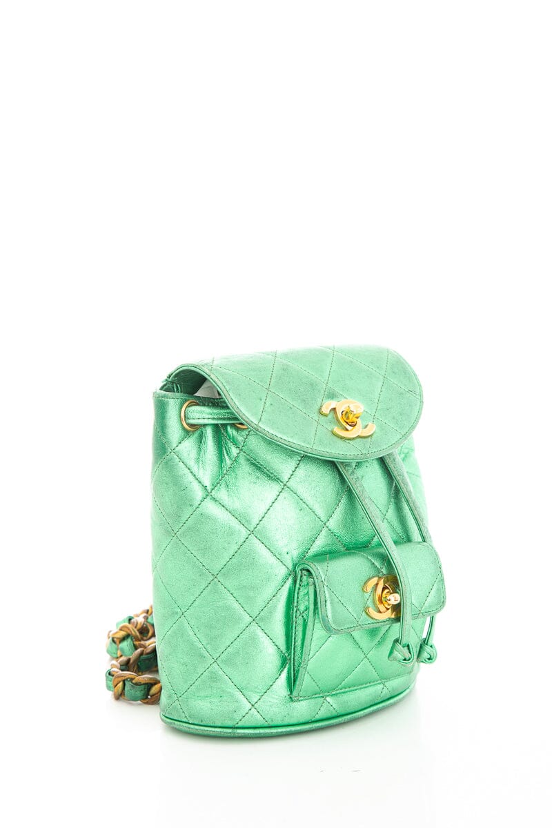 Luxury Chanel Vintage Metallic Green Mini Duma Backpack