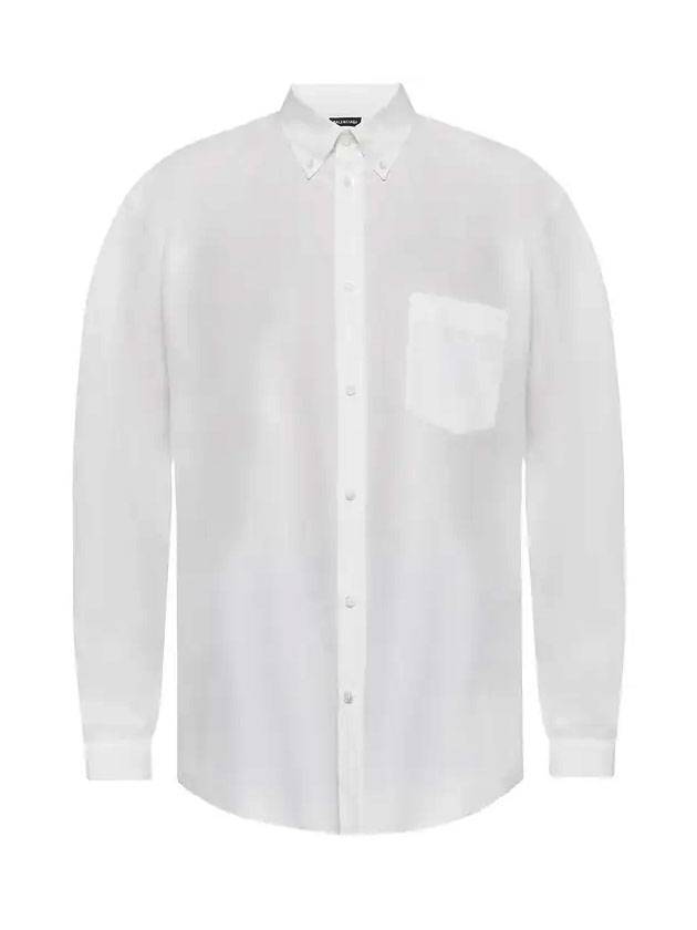 Luxury Balenciaga Logo Oversized Long Sleeve Shirt White