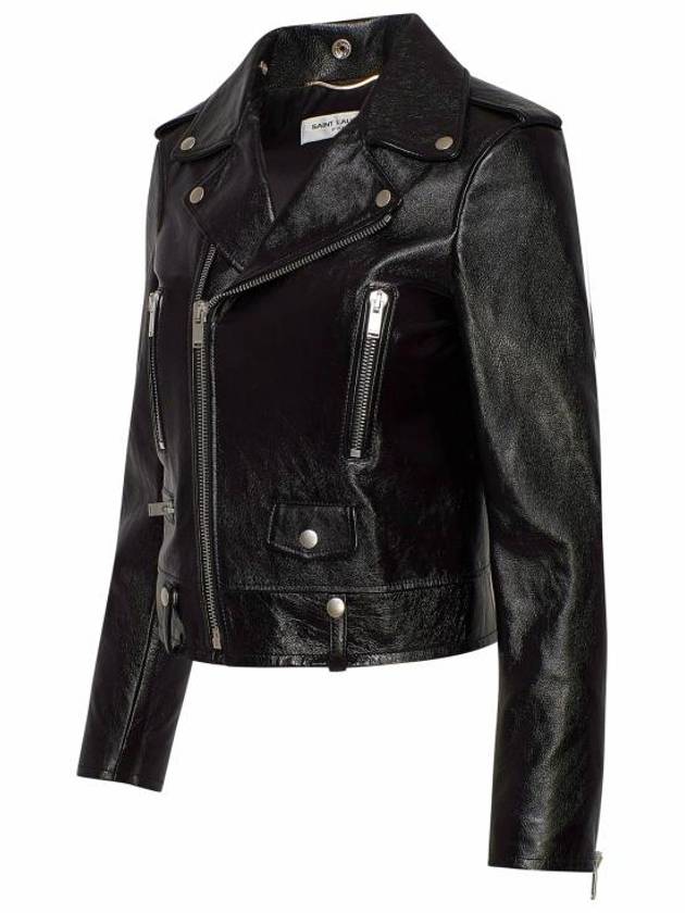 Luxury Saint Laurent Classic Leather Biker Jacket Black