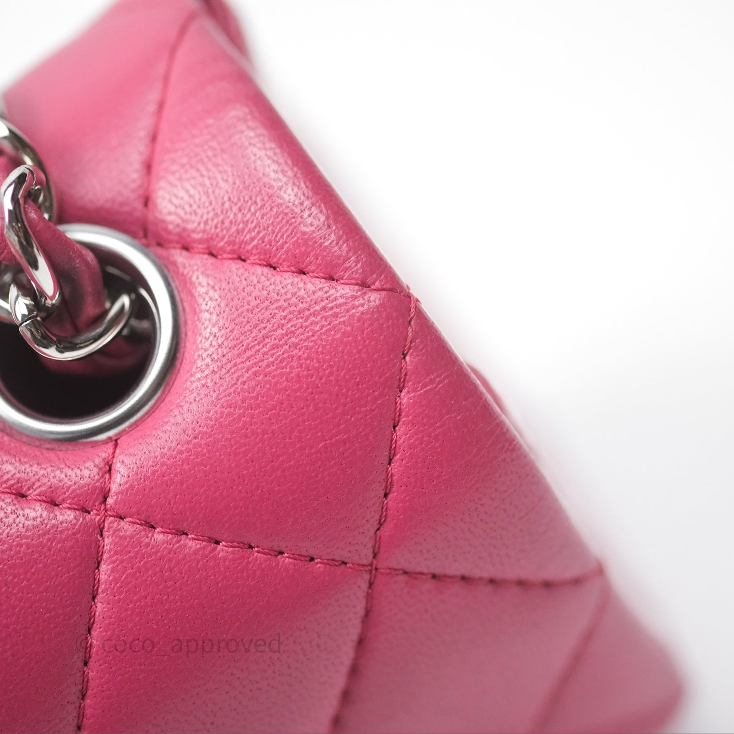 Chanel Quilted Mini Rectangular Flap Dark Pink Lambskin Silver Hardware