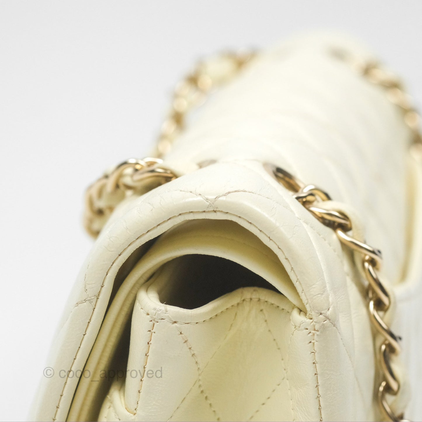Chanel Medium Classic Flap Quilted Pale Yellow Lambskin Gold Hardware