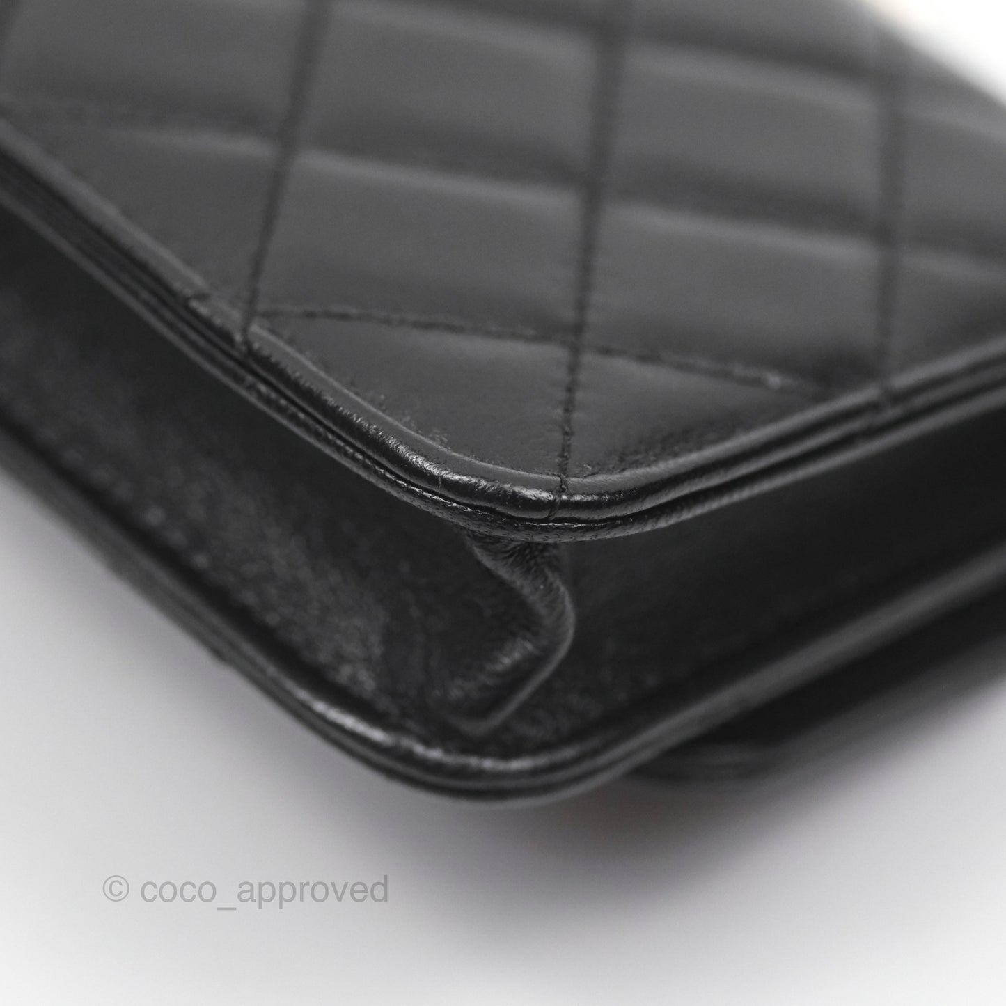 Chanel Mini Quilted Trendy CC Card Holder With Chain Black Lambskin Gold Hardware