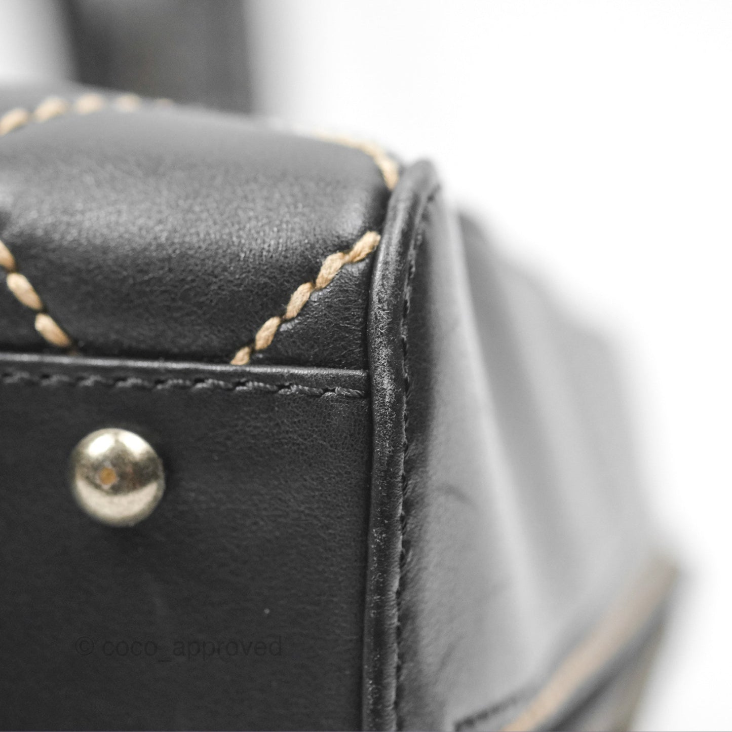 Chanel Vintage Wild Stitch Tote Bag Lambskin Black