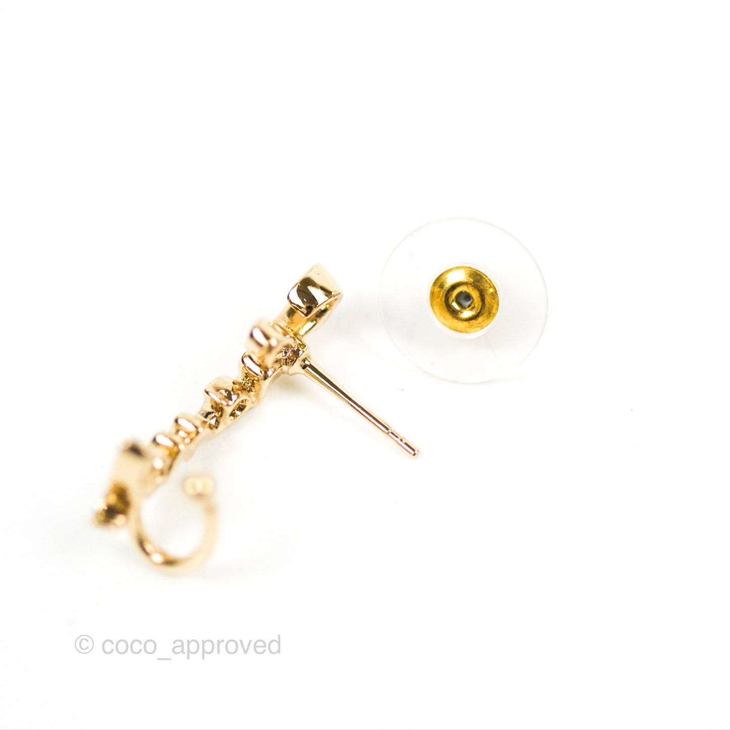 Chanel CC Coco Crystal Earrings Ear Cuff Gold Tone 22P
