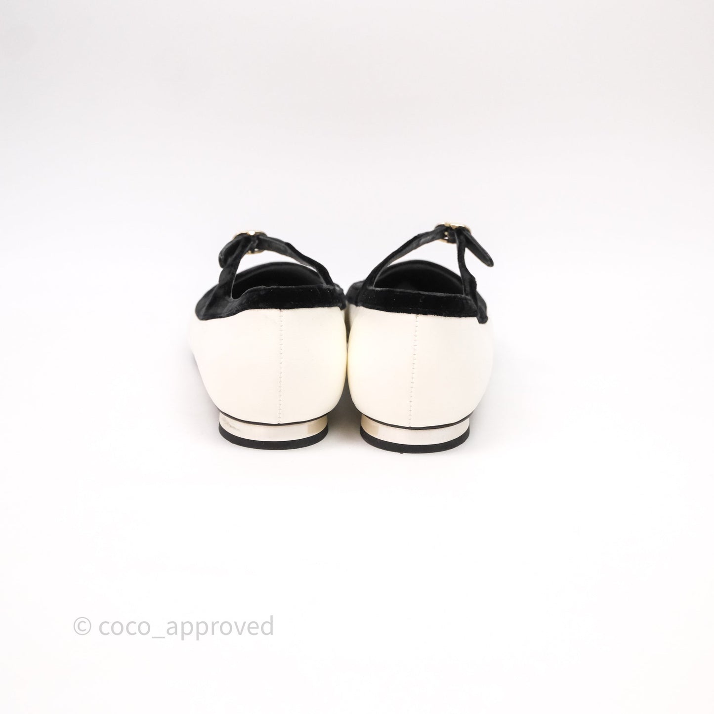 Chanel Mary Janes Flats White/Black Size 39.5