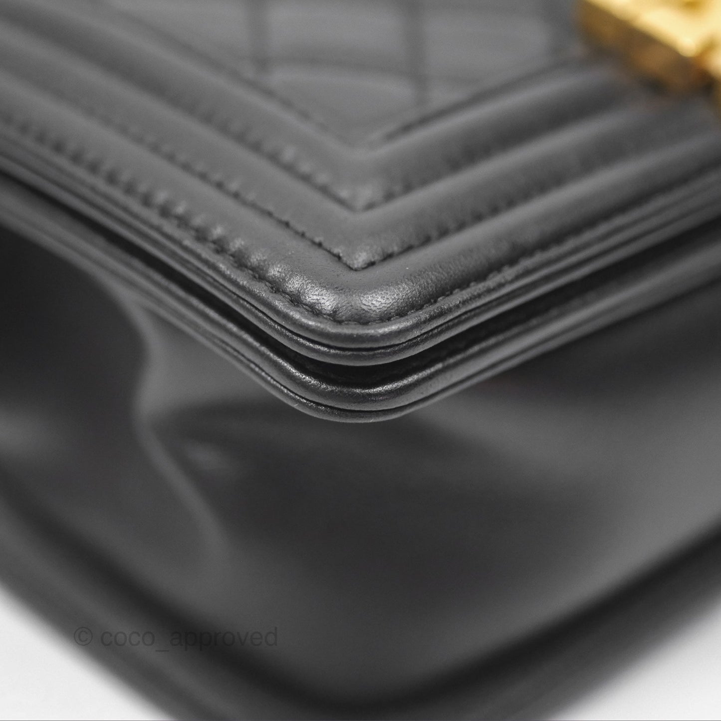 Chanel Small Boy Black Lambskin Aged Gold Hardware