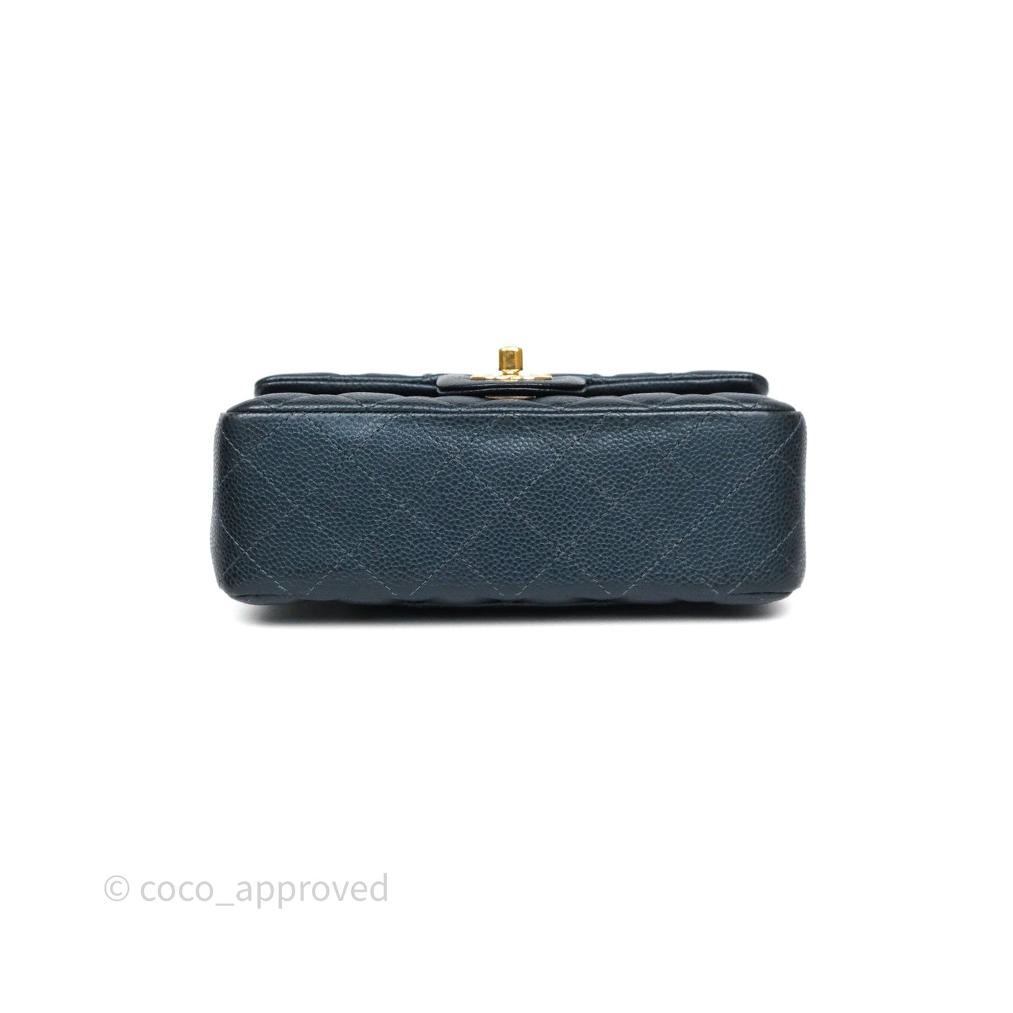 Chanel Mini Rectangular Quilted Iridescent Teal Caviar Gold Hardware