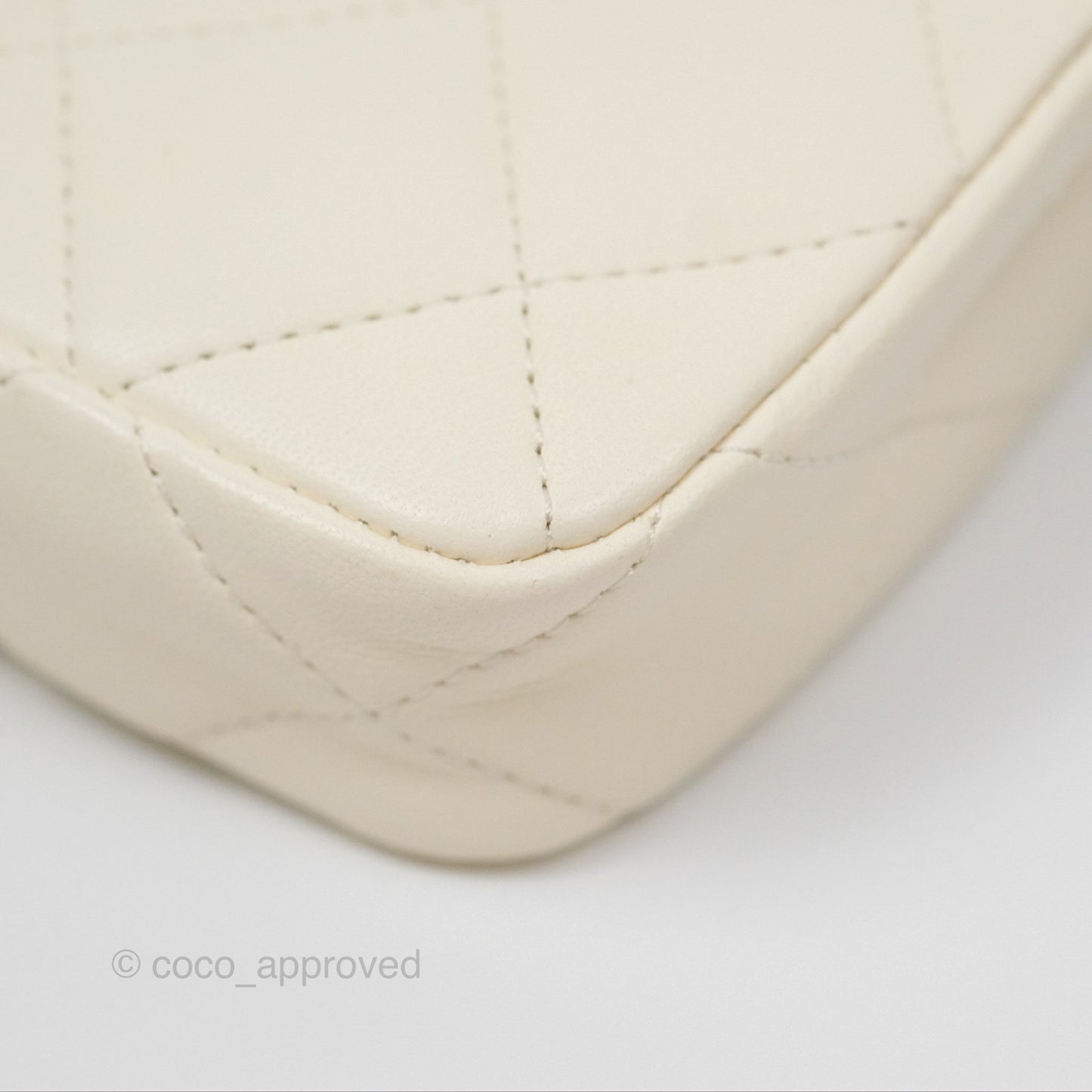 Chanel Mini Square Clutch with Chain Ivory Lambskin Gold Hardware 22C