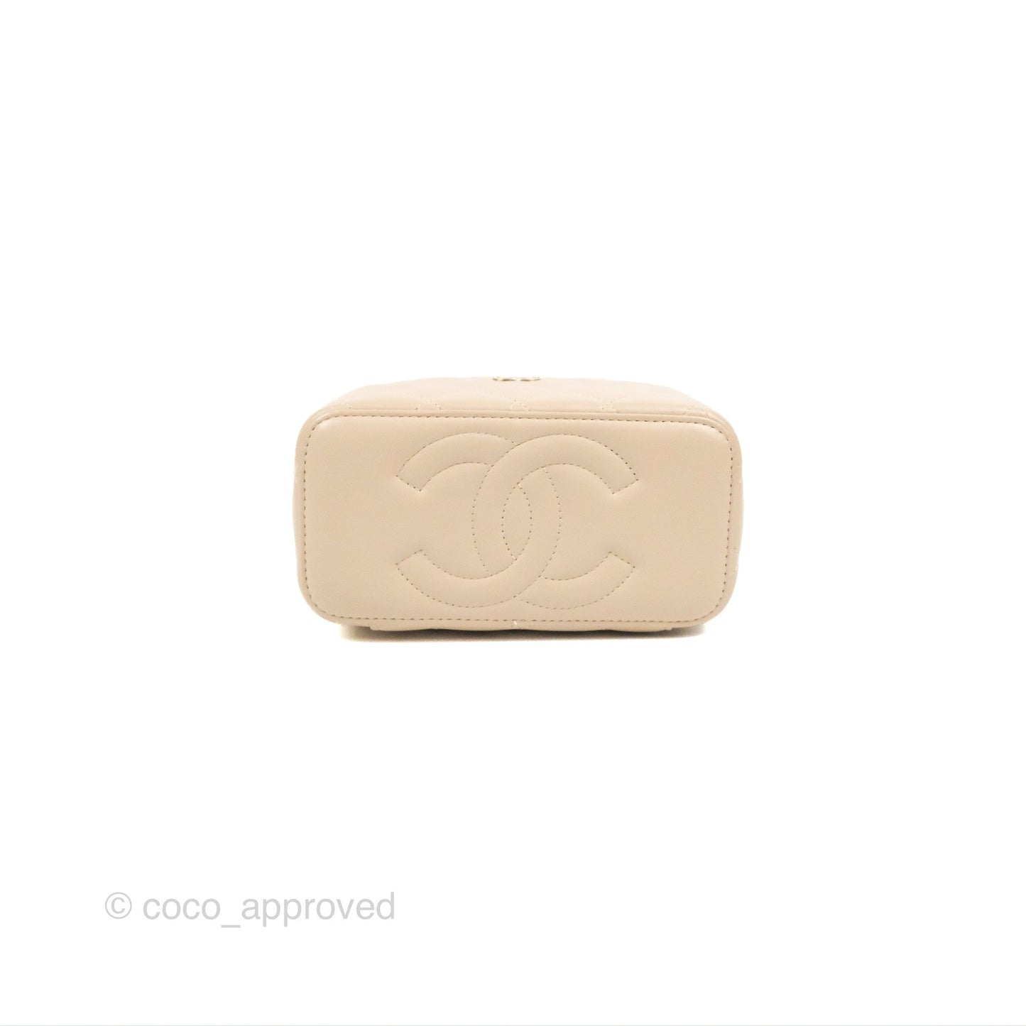 Chanel Vanity Rectangular Top Handle Ecru/Beige Lambskin Gold Hardware 23P