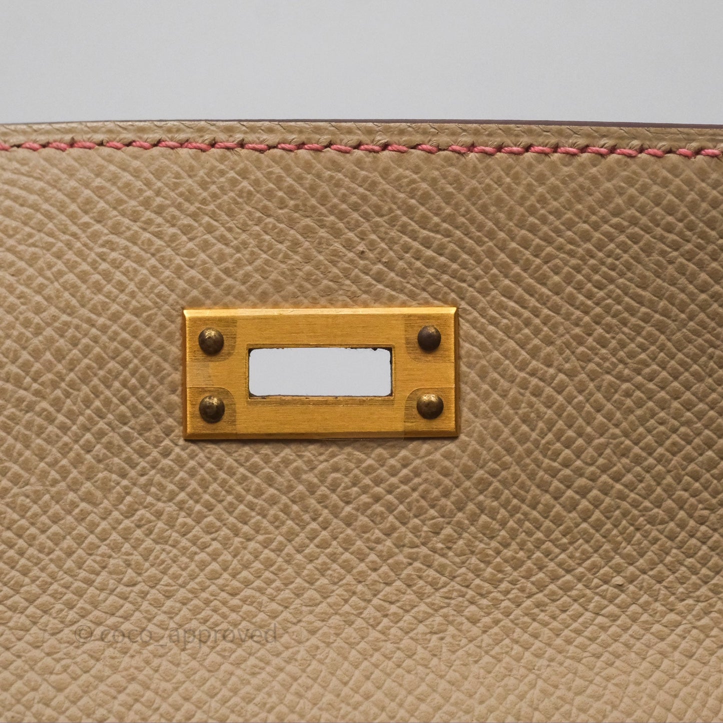 Hermès Kelly 25 Sellier Begie/Pink Epsom Gold Hardware