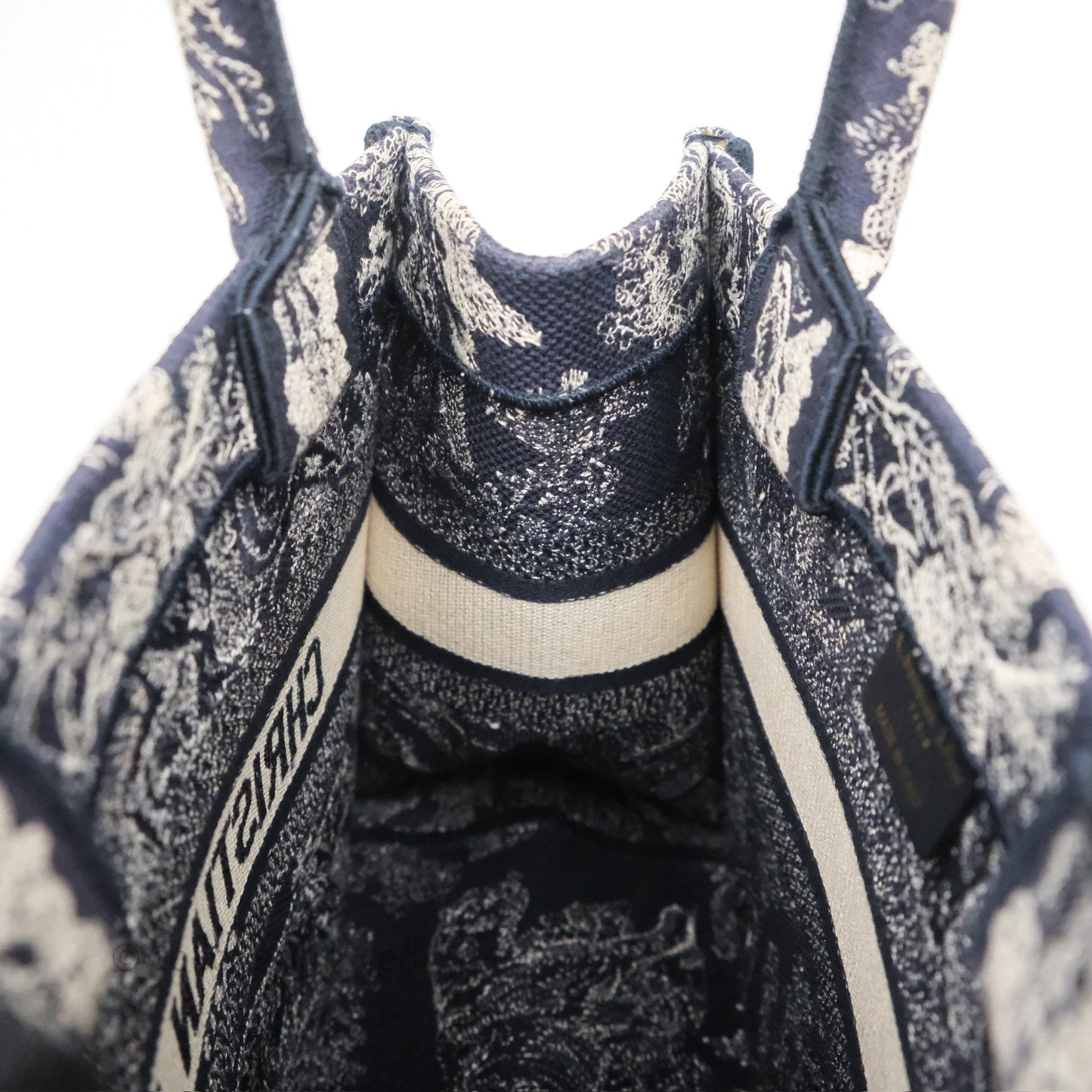 Dior New Small Book Tote Embroidered Toile De Jouy Navy