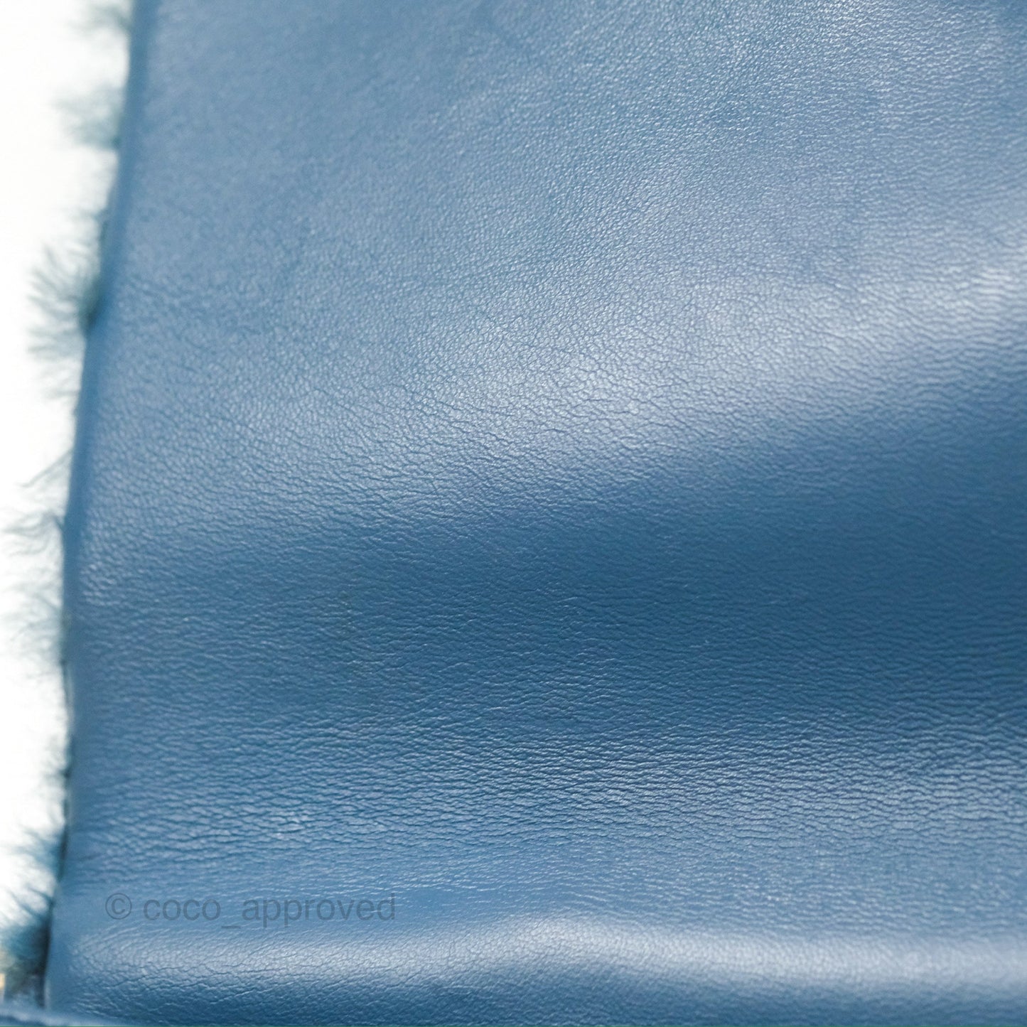 Chanel Top Handle Bag Green Blue Orylag Fur 17A