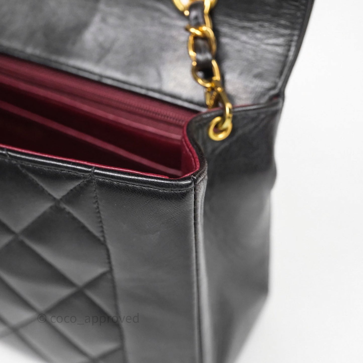 Chanel Vintage Medium Classic Diana Flap Bag Black Lambskin 24K Gold Hardware