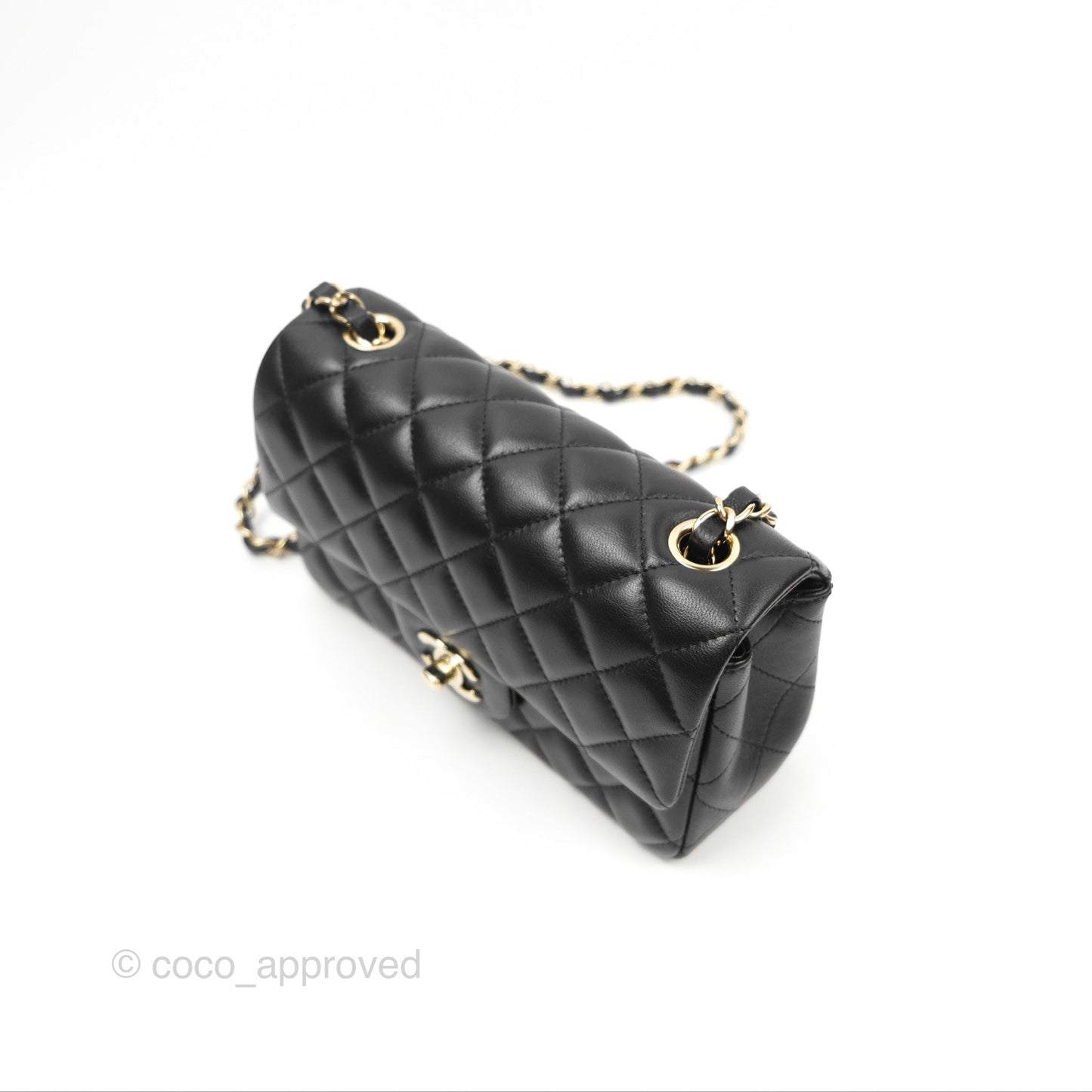 Chanel Quilted Mini Rectangular Black Lambskin Gold Hardware