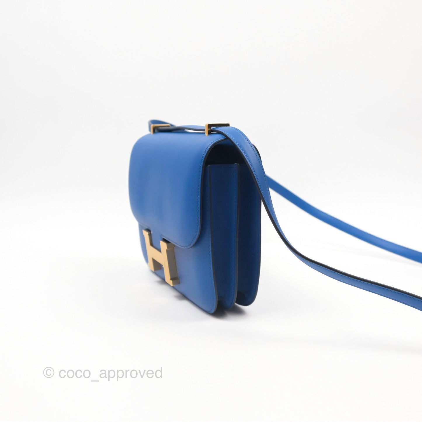 Hermès Constance Mini 18cm Mirror Bleu France 71 Swift Gold Hardware