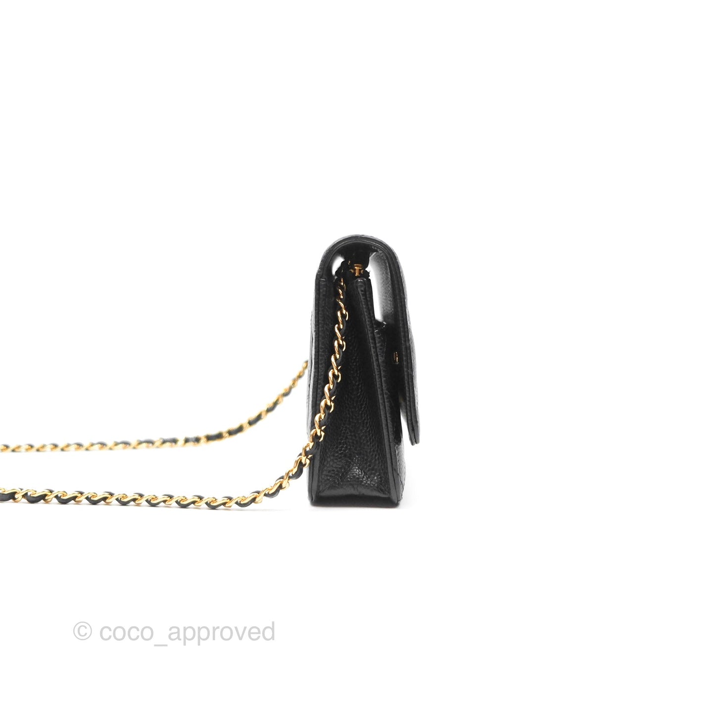 Chanel Classic Wallet On Chain WOC Quilted Black Caviar Gold Hardware