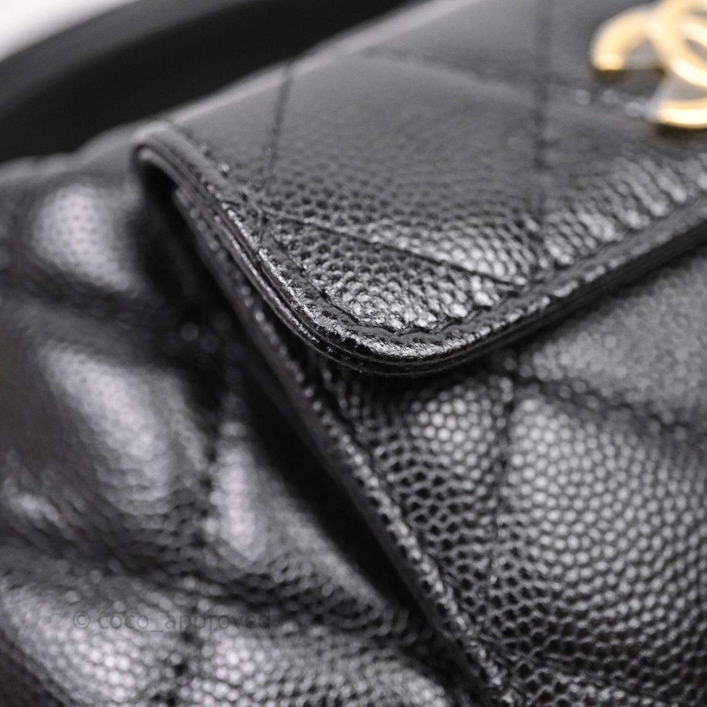 Chanel Quilted Polly Pocket Hobo Bag Caviar Black Gold Hardware