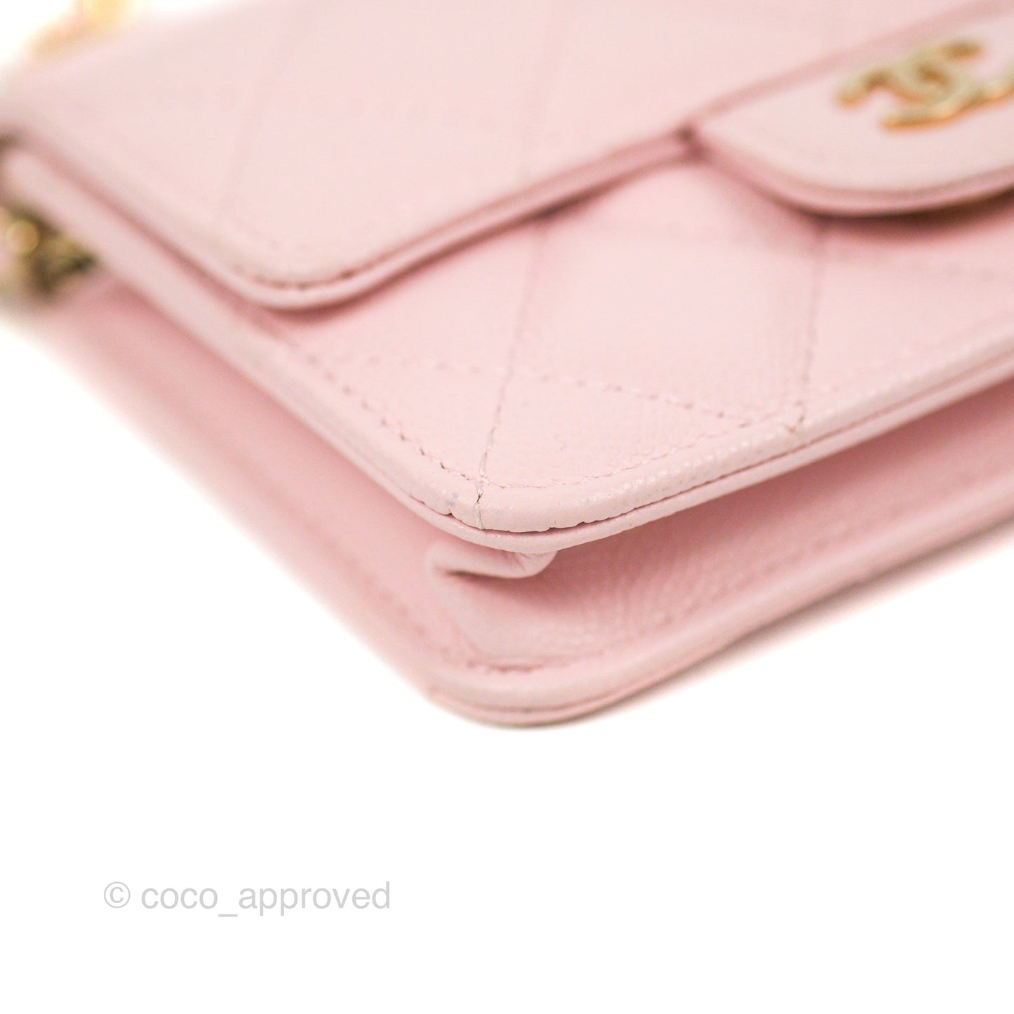 Chanel Mini Wallet With Chain Light Pink Caviar Gold Hardware