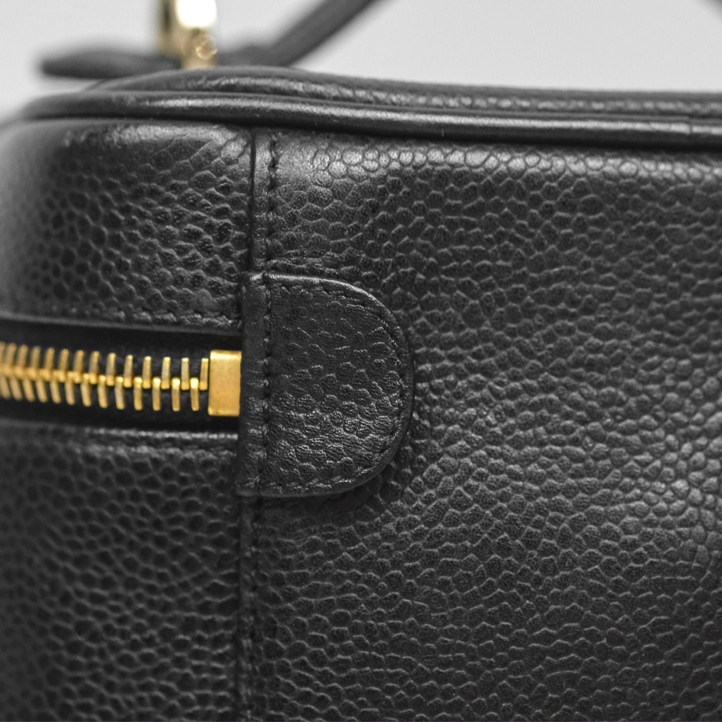 Chanel Vintage Vanity Case Black Caviar Gold Hardware