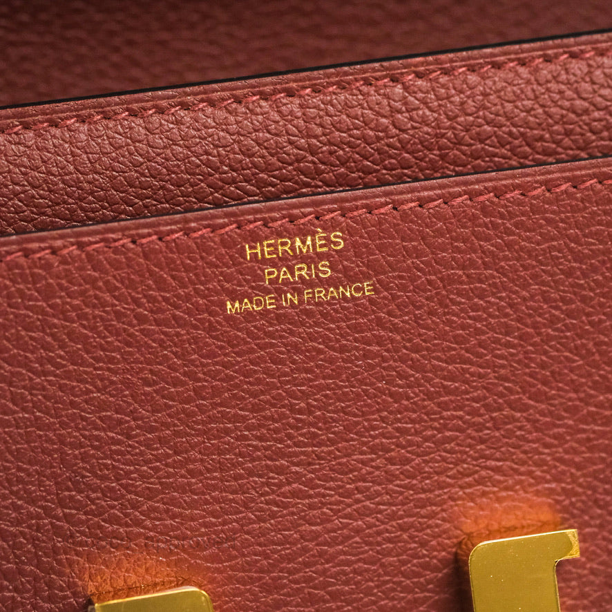 Hermès Constance Long To Go Wallet Red Rouge H Evercolor Gold Hardware