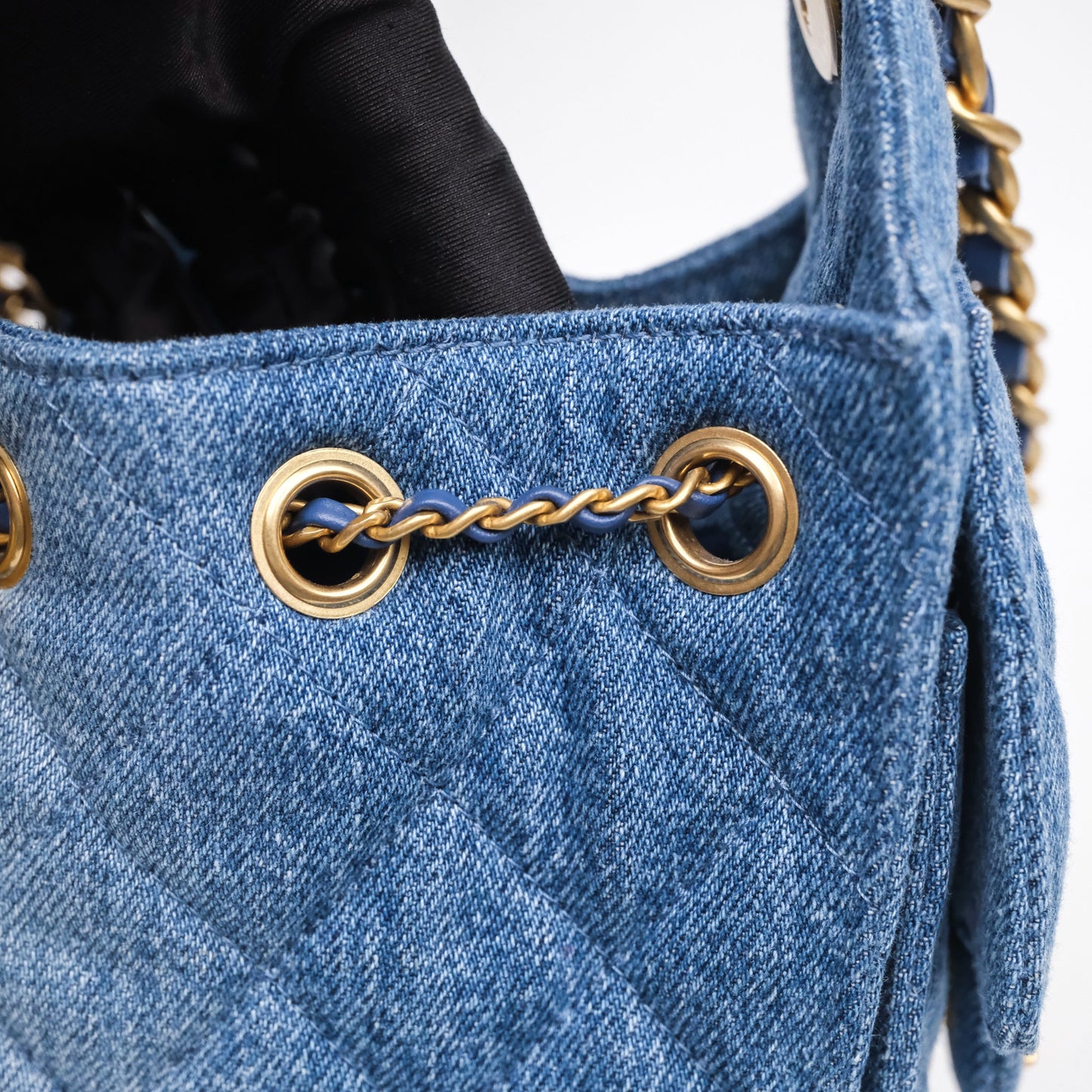 Chanel 25 Mini Washed Denim Aged Gold Hardware